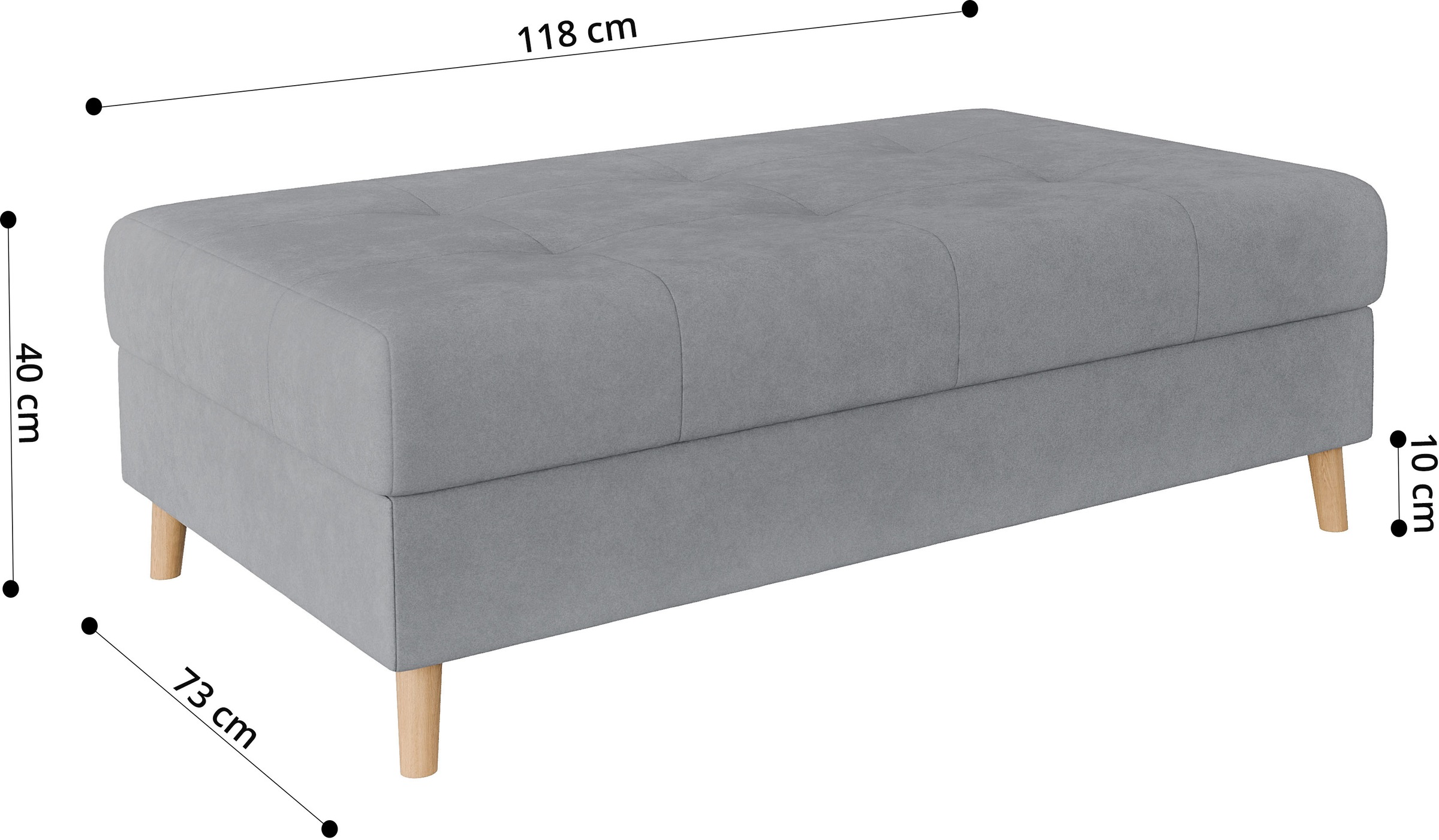 Home affaire Tabouret rembourré »CHARRE XXL, Steppung im Sitzbereich, Masse: B/T/H: 118/73/40 cm« passend zur Serie CHARRE, auch in Cord und Bouclé,