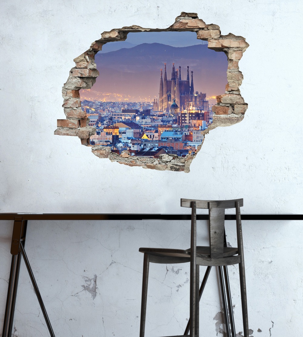 queence Wandtattoo »Stadt« Wandsticker, Wandbild, selbstklebend, 3D, Wanddurchbruch