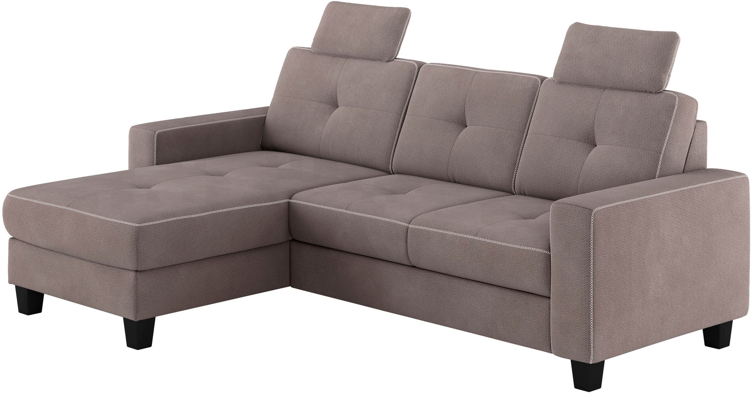 Places of Style Ecksofa »Varese L-Form«, wahlweise mit Bettfunktion und Bettkasten