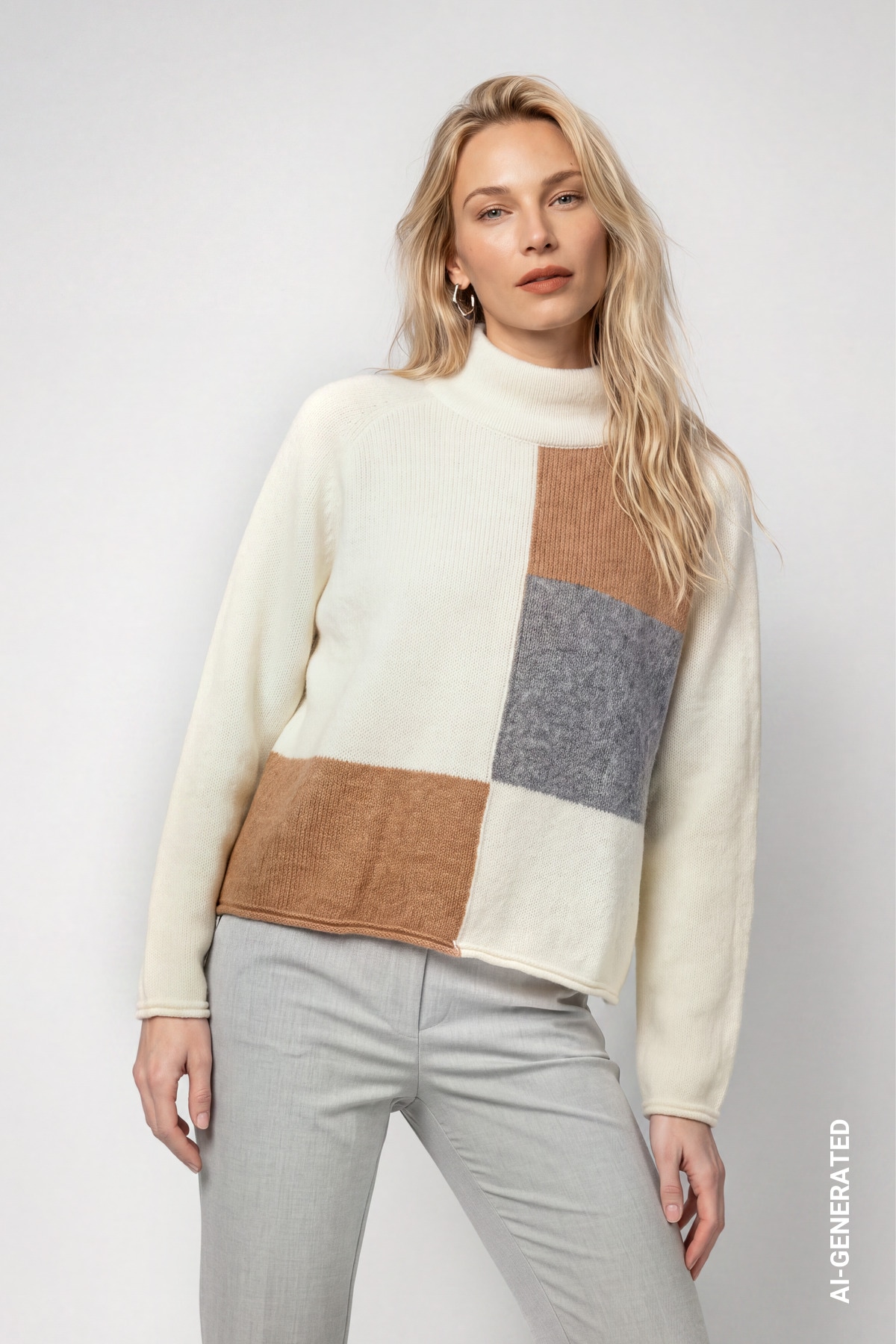 Image of Monari Strickpullover "Pullover Coloblock" Regular fit mit Stehkragen, Wollmix