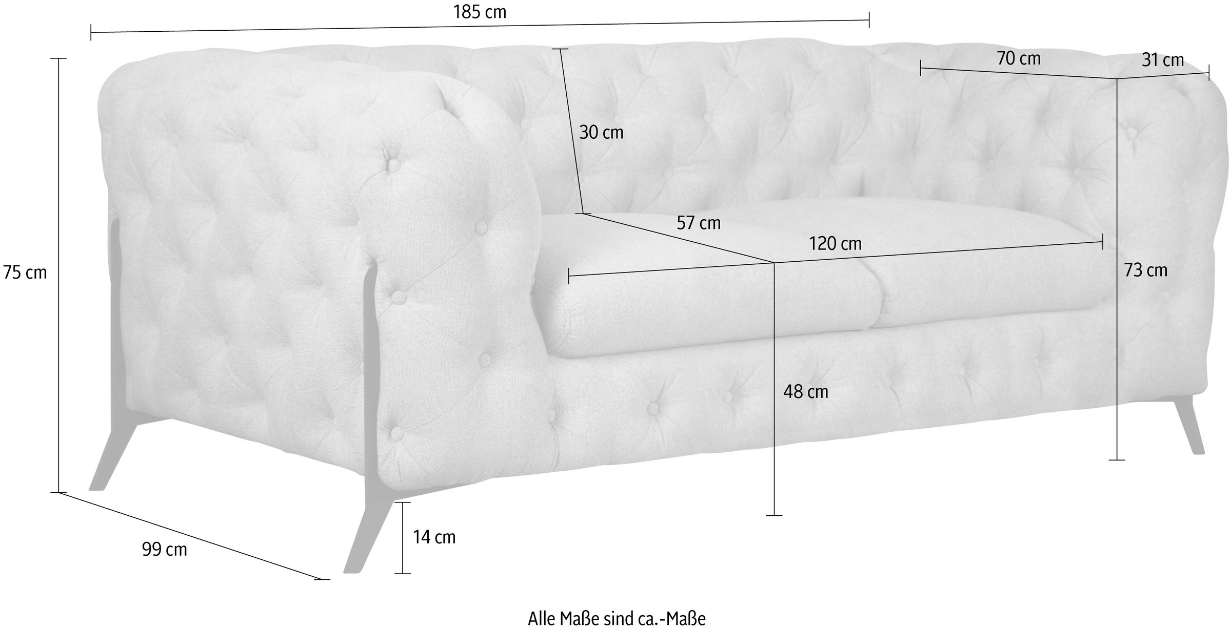 Leonique Chesterfield-Sofa »Amaury«, aufwändige Knopfheftung, moderne Chesterfield Optik, Fussfarbe wählbar
