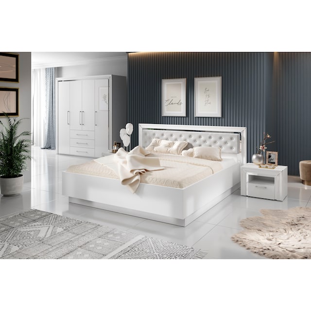 ♕ Leonique Schlafzimmer-Set »Arno«, (4 St.), mit silberfarben-oder  goldfarbener Spiegelfolie versandkostenfrei auf