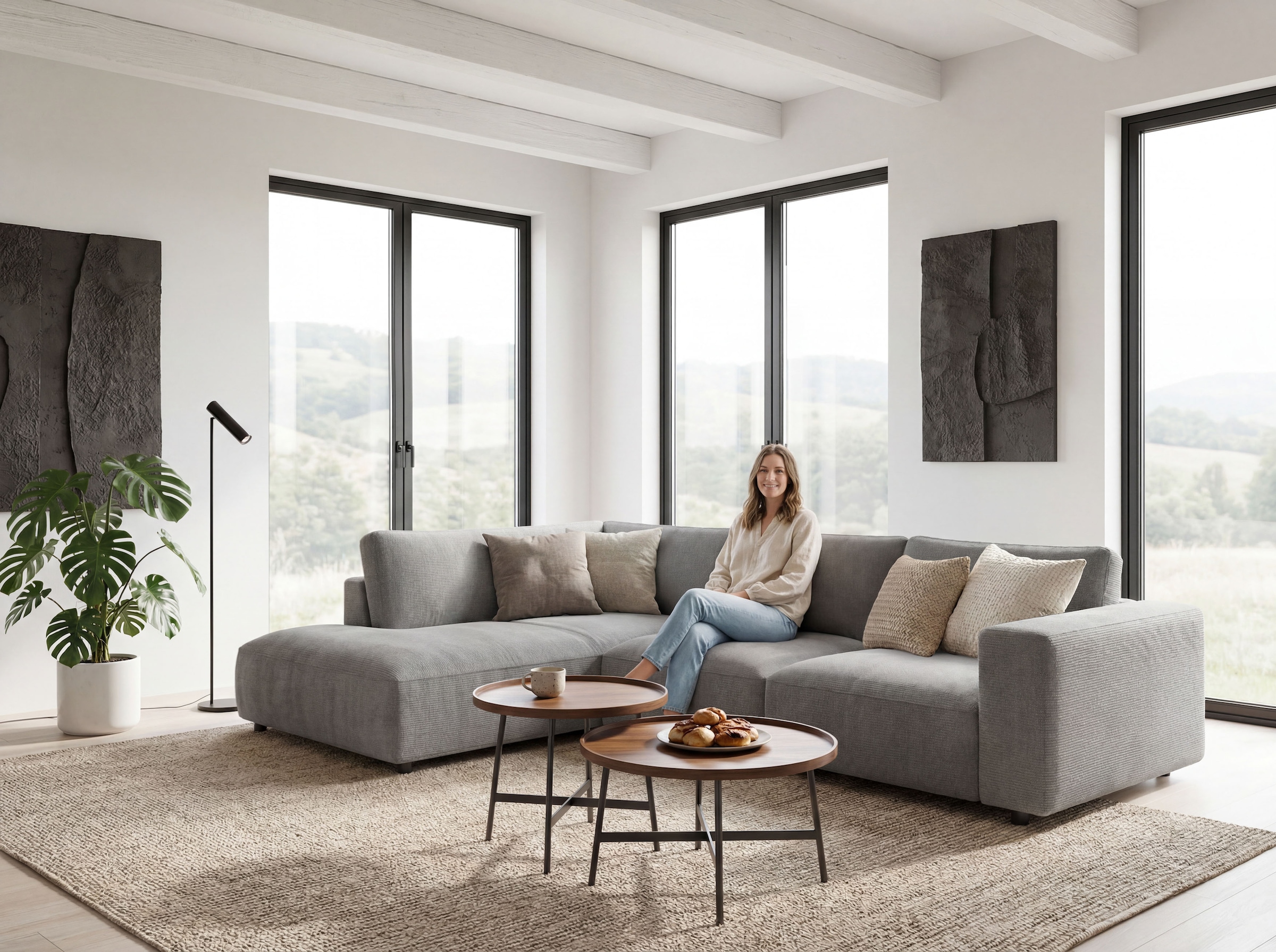 Musterring Canapé d'angle »MR LUCIA, Luxuriöse Wohlfühlgarnitur von Musterring« Coussins de chambre haut de gamme, coin convertible confortable & look intemporel