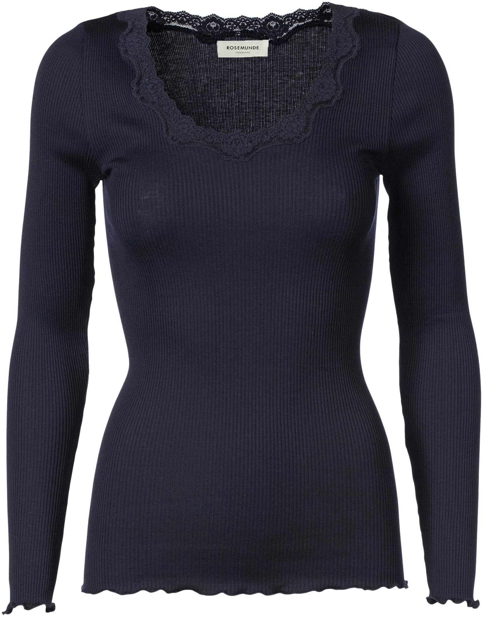 Image of rosemunde Langarmshirt "Babette Silk Blouse mit Seide" Langarm, mit Spitze, feminin, bequem, eng, Seidenmix