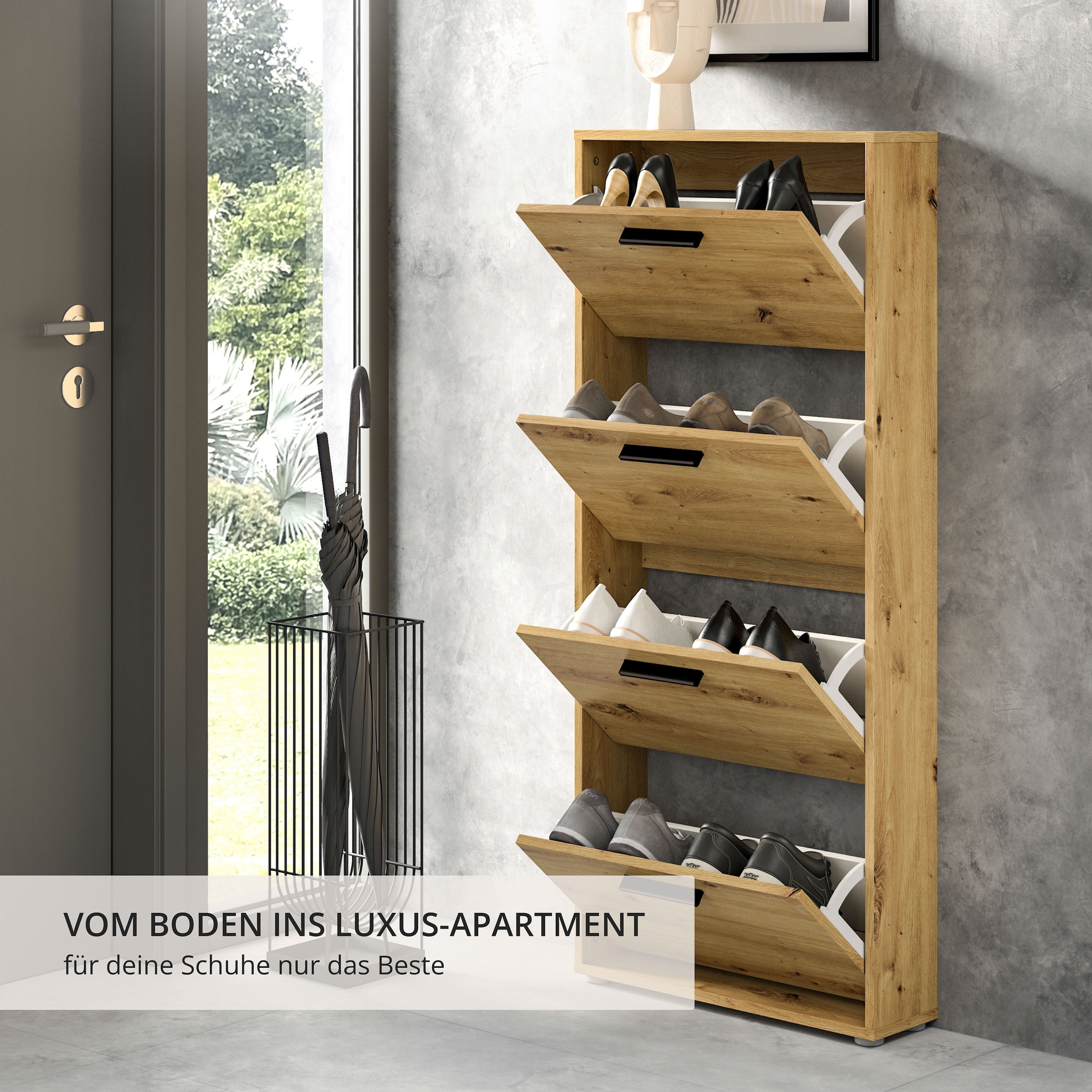 HBZ Basculeur de chaussures »Sam Schuhkipper, Schuhschrank BxHxT 59x136x17 cm« 1 cuis tlg. avec 4 rabats
