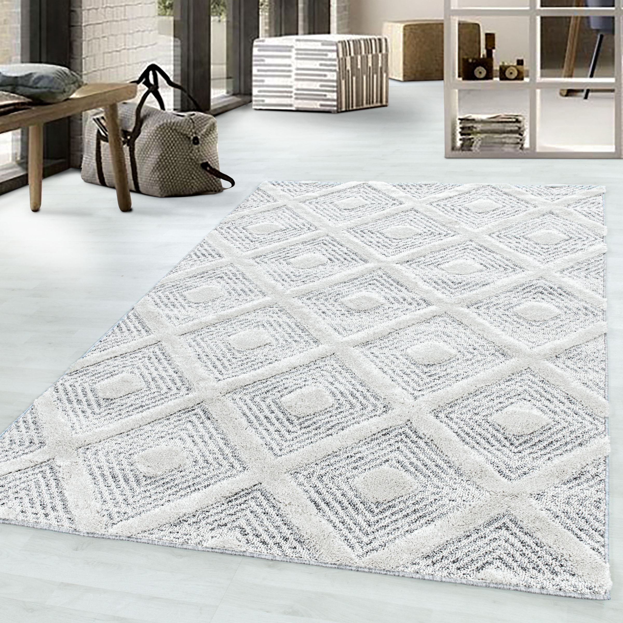 Image of Ayyildiz Teppiche Teppich "PISA 4707" rechteckig 20 mm Höhe Läufer, rund, Hoch Tief Struktur, Wohnzimmer,Schlafzimmer