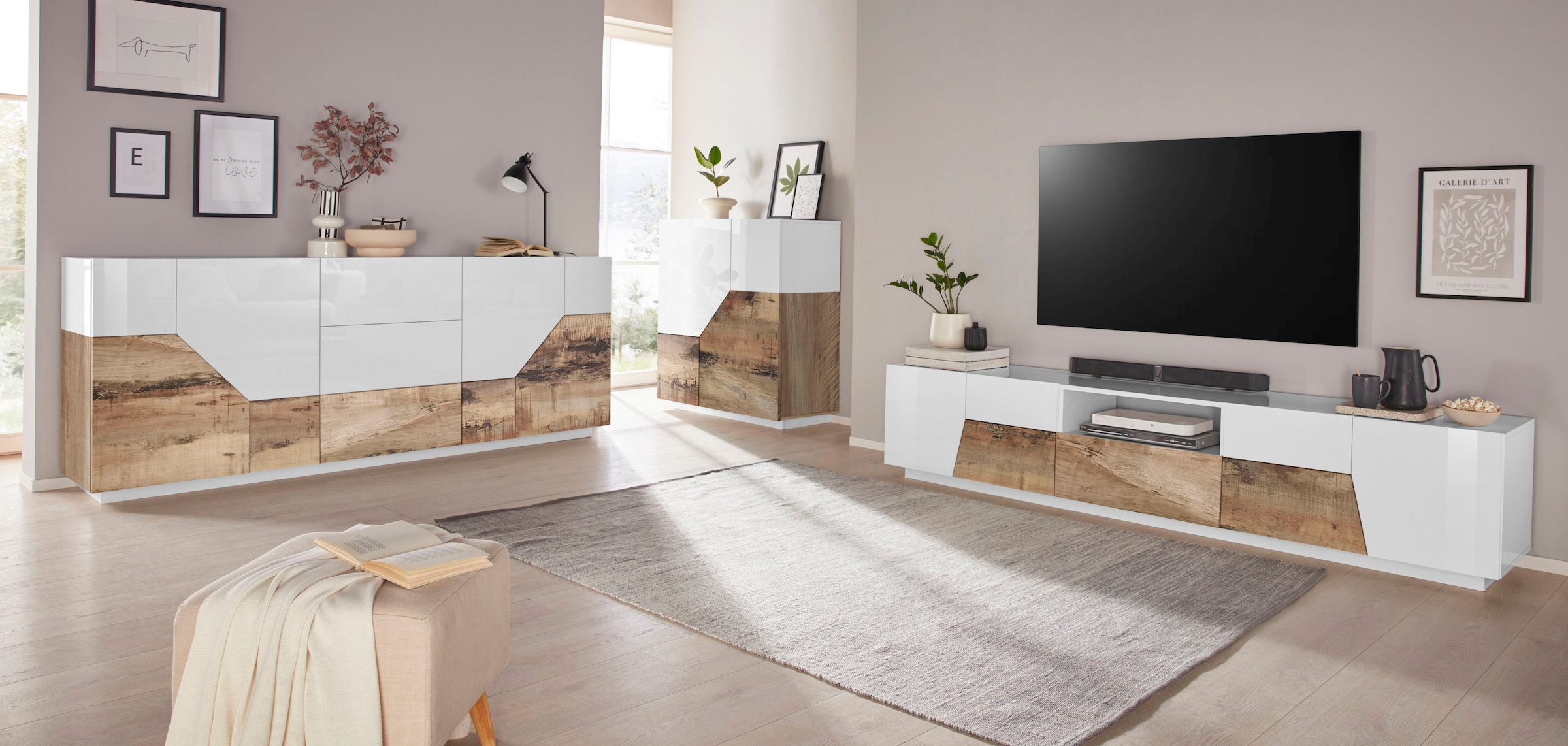 INOSIGN Sideboard »ALIEN-Kommode, Schrank, Anrichte mit 4 Türen und 3 Schubkästen«, Sideboard Breite ca. 200 cm "100 % Made in Italy"