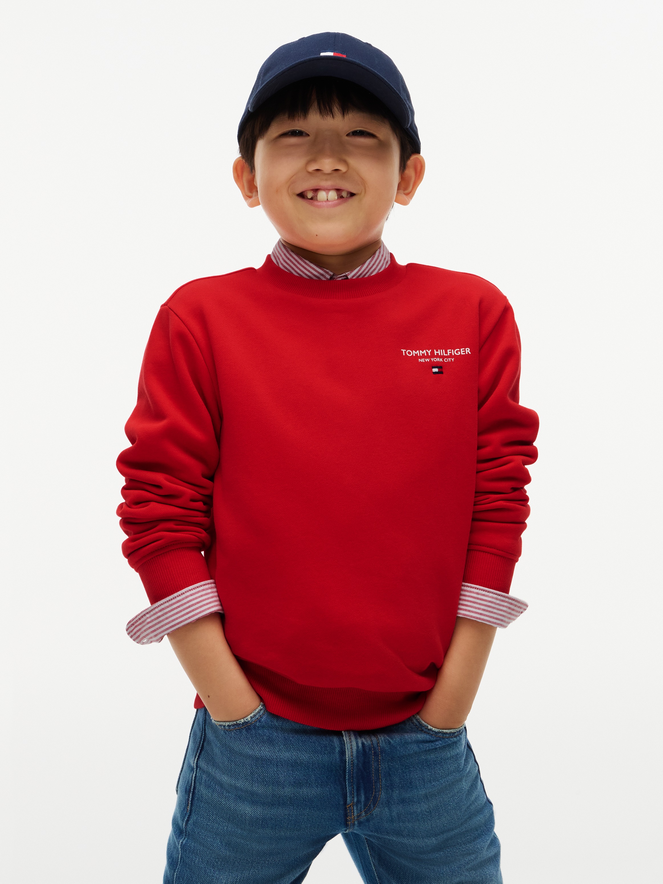Image of Tommy Hilfiger Sweatshirt "ESSENTIAL LOGO SWEATSHIRT", Rundhalsausschnitt, Regular Fit, Logoschriftzug, Kinder bis 16 Jahre