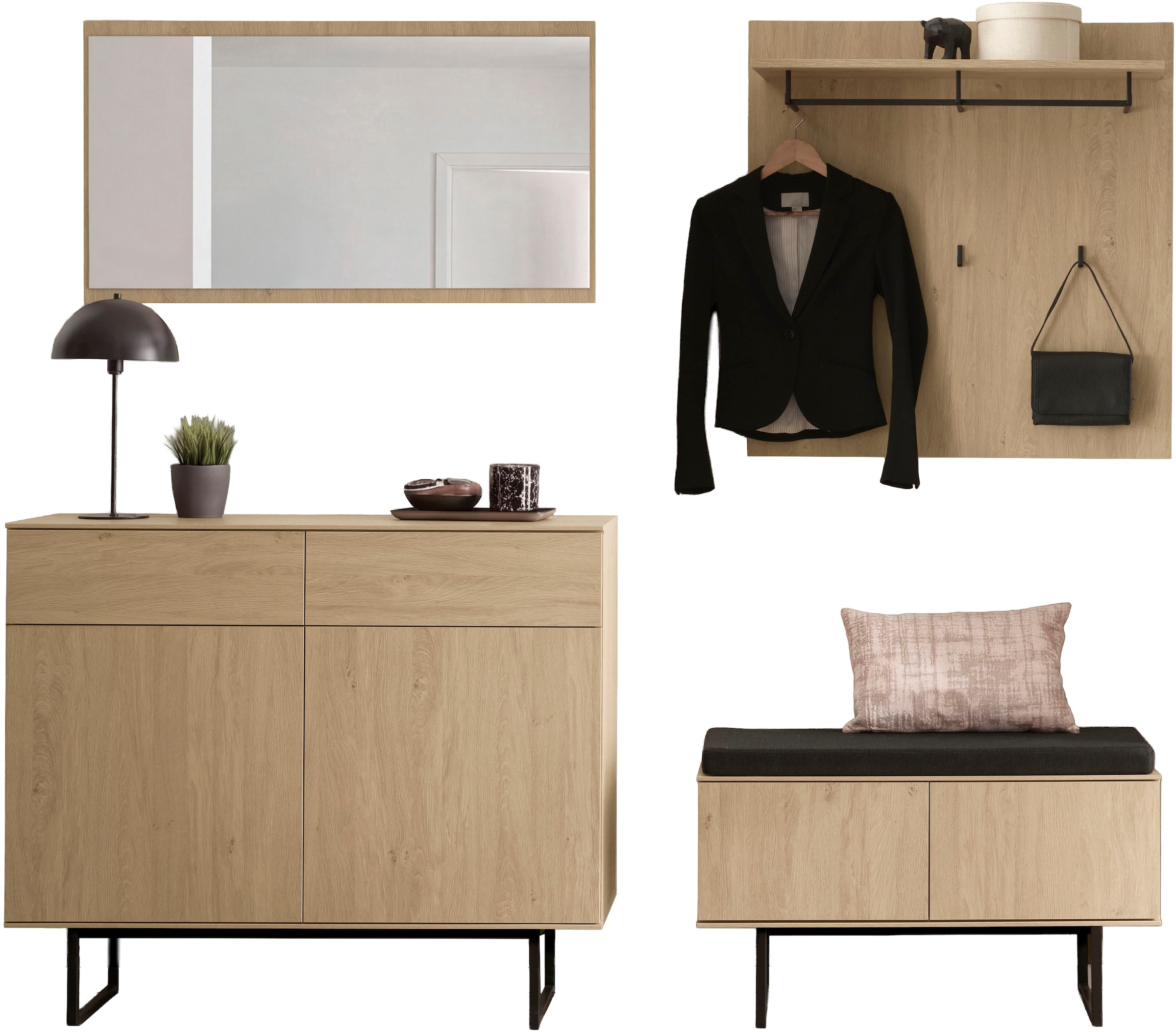 Image of Home affaire Garderoben-Set "Lund, moderne Garderobe, Komplettset mit viel Stauraum" Set, 4 Stk. tlg.