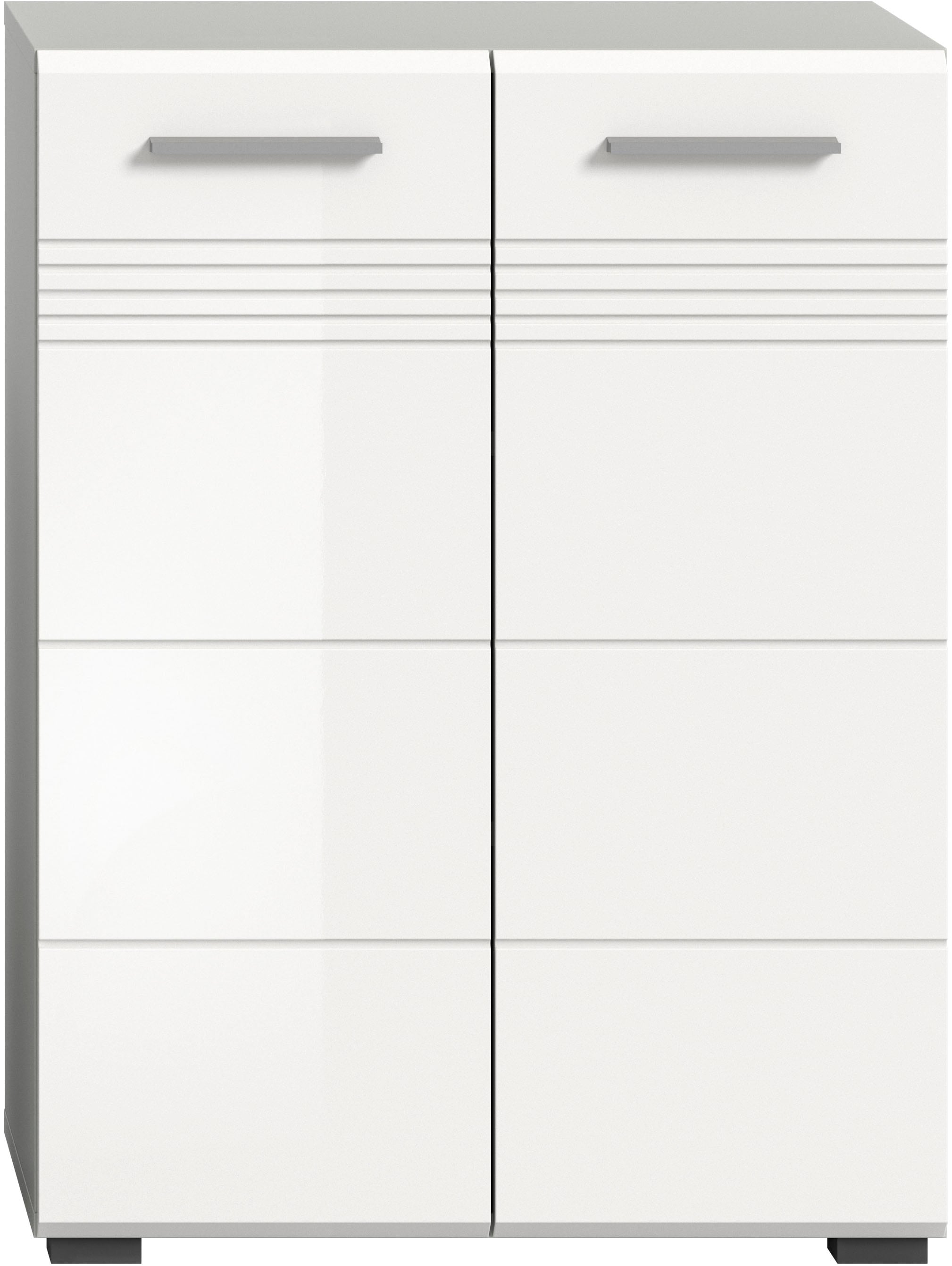 welltime Midischrank »Calcio, Höhe 80 cm, 2 Türen, 2 Einlegeböden, 3 Fächer«, MDF Front, Badschrank, Bad-Möbel, Badezimmer