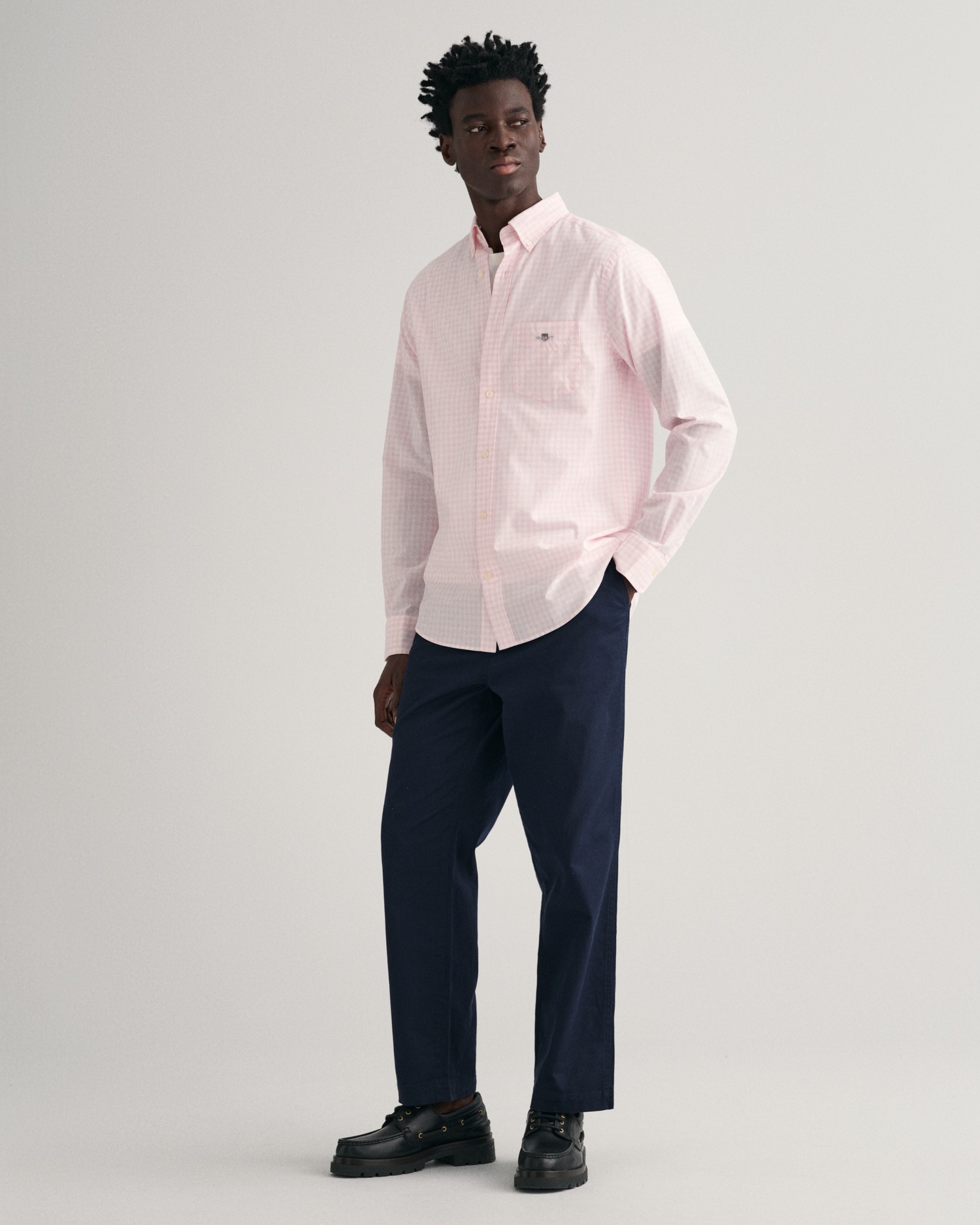 Gant Langarmhemd »REG POPLIN GINGHAM SHIRT«, mit Logostickerei auf der Brust