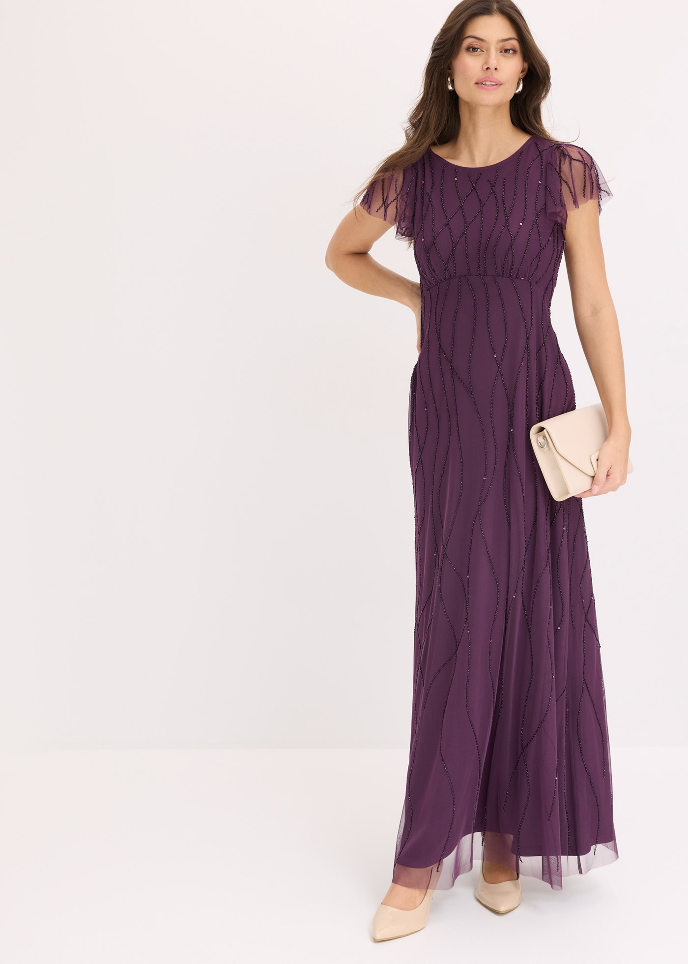 Image of bonprix Maxikleid für Abiball, Festtage und Hochzeiten, aus Tüll, mit Perlenstickerei