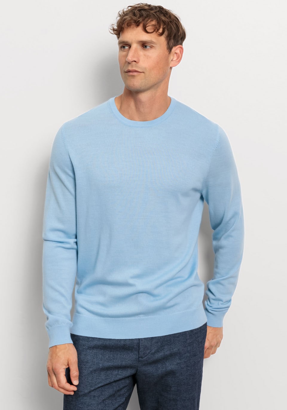 Image of OLYMP Rundhalspullover "OLYMP Strick Casual" aus reiner Wolle, natürlich atmungsaktiv