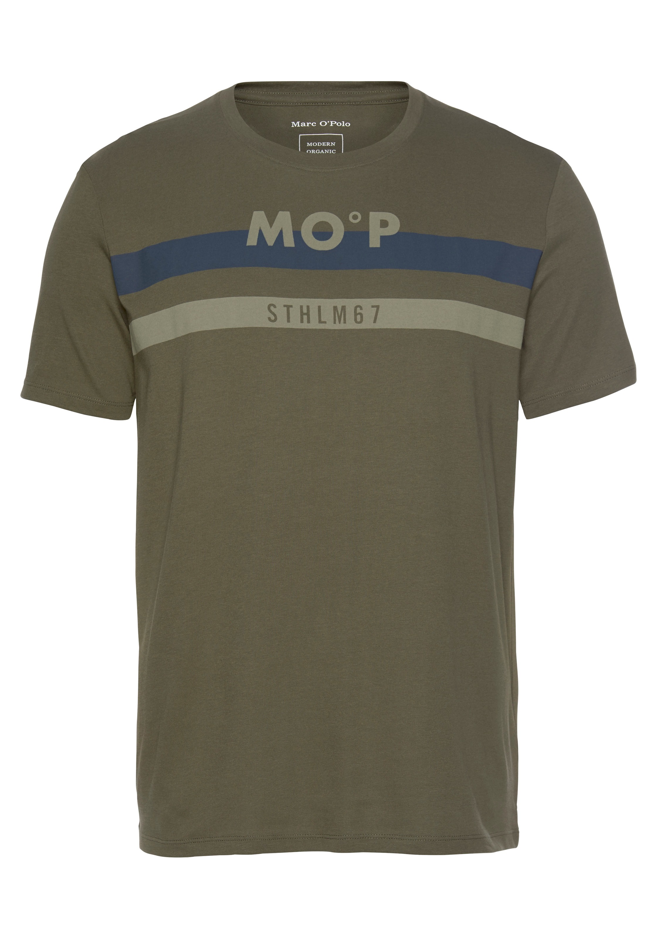 Image of Marc O'Polo T-Shirt, Streifen kombiniert mit Print-Druck bei Ackermann Versand Schweiz