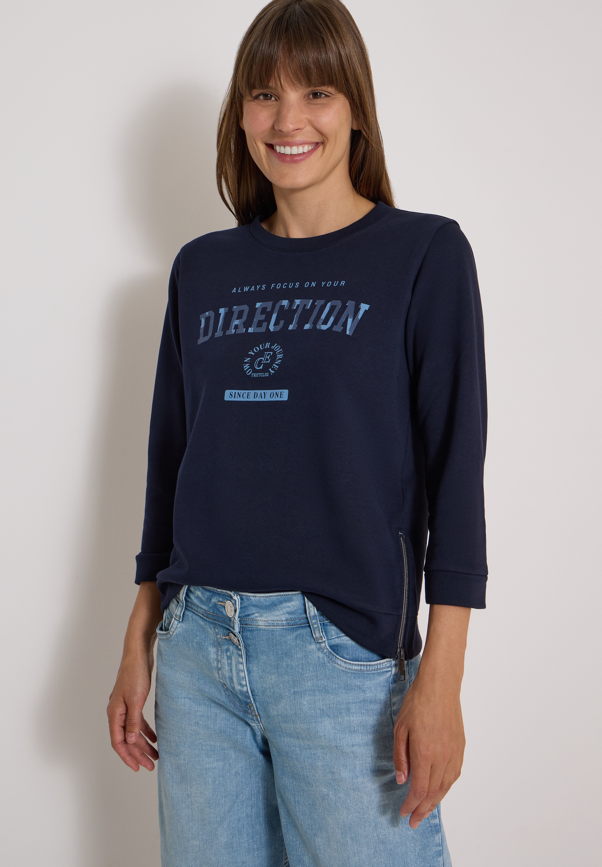 Cecil Sweater , 3/4-Arm mit Rundhals und Wording

