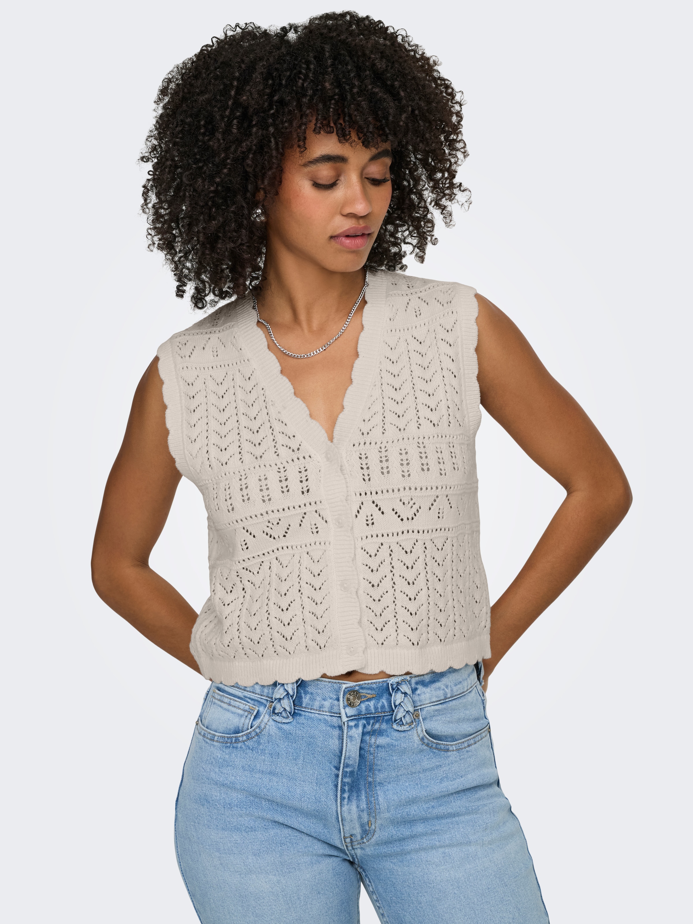 ONLY Strickjacke »ONLIRINA V-NECK BUTTON VEST KNT NOOS« Baumwollmischung