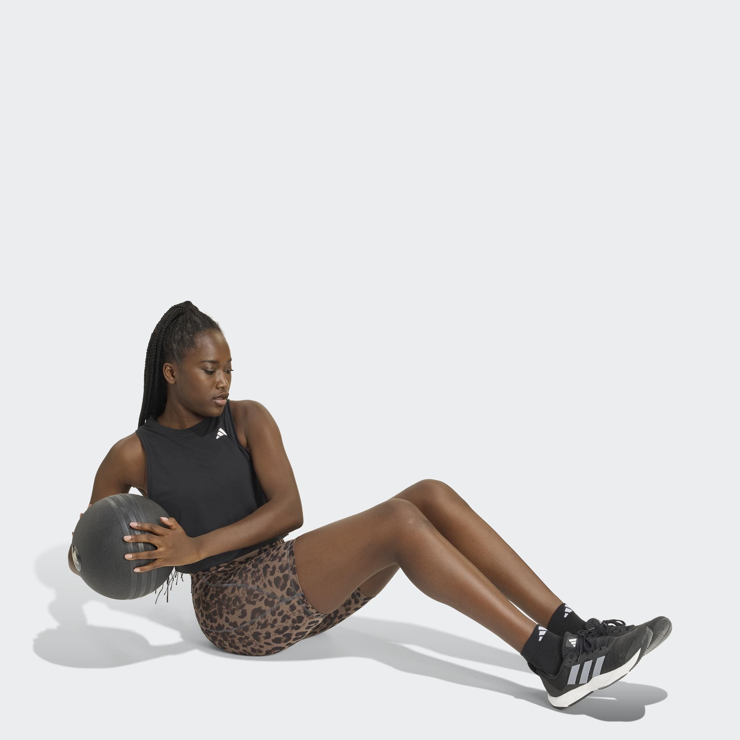 adidas Performance Short »OPTIME ESSENTIALS WORKOUT LEGGINGS, KURZ, LEOPARDENPRINT«