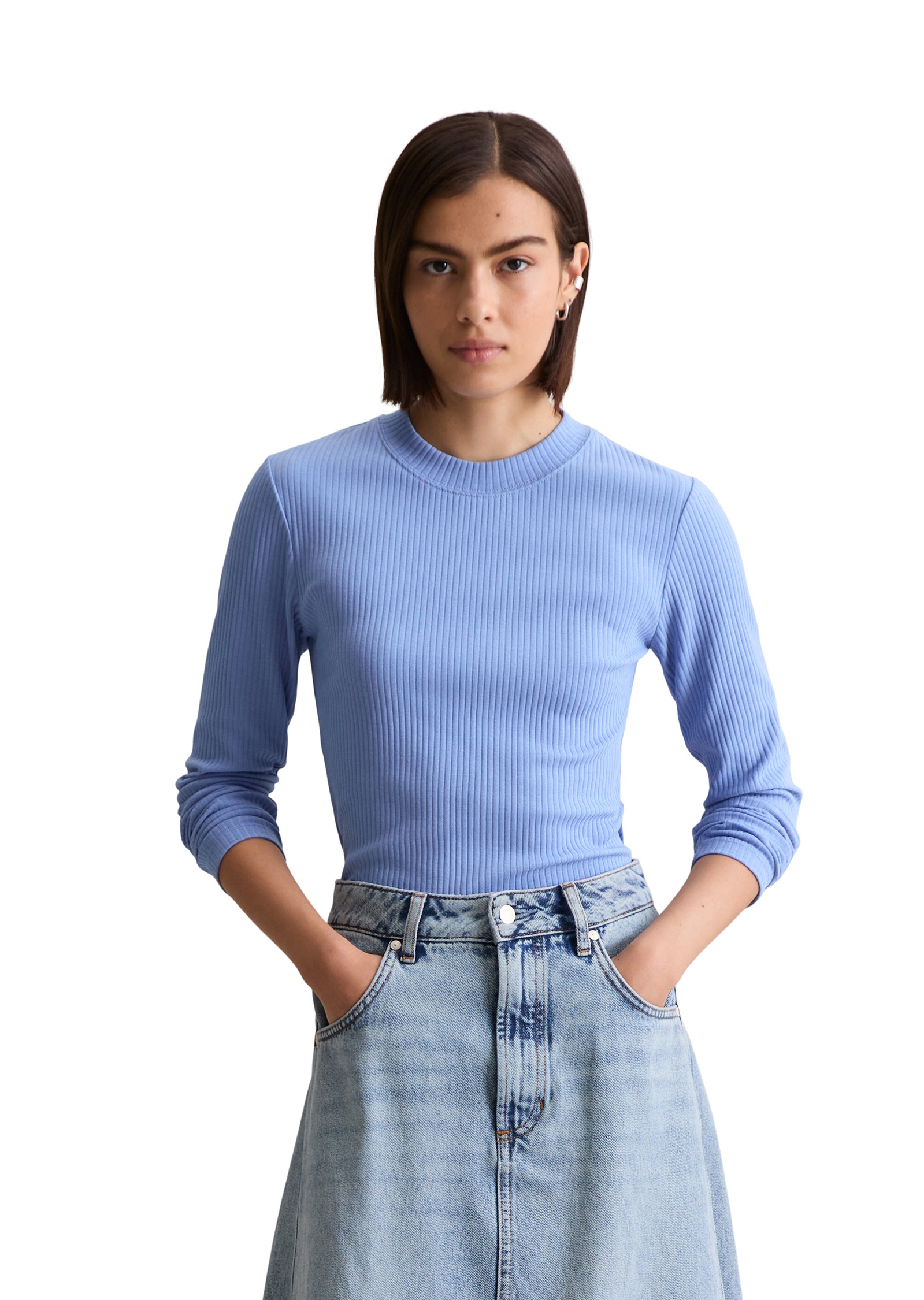 Image of Marc OPolo DENIM Longsleeve "slim aus Rippjersey"
