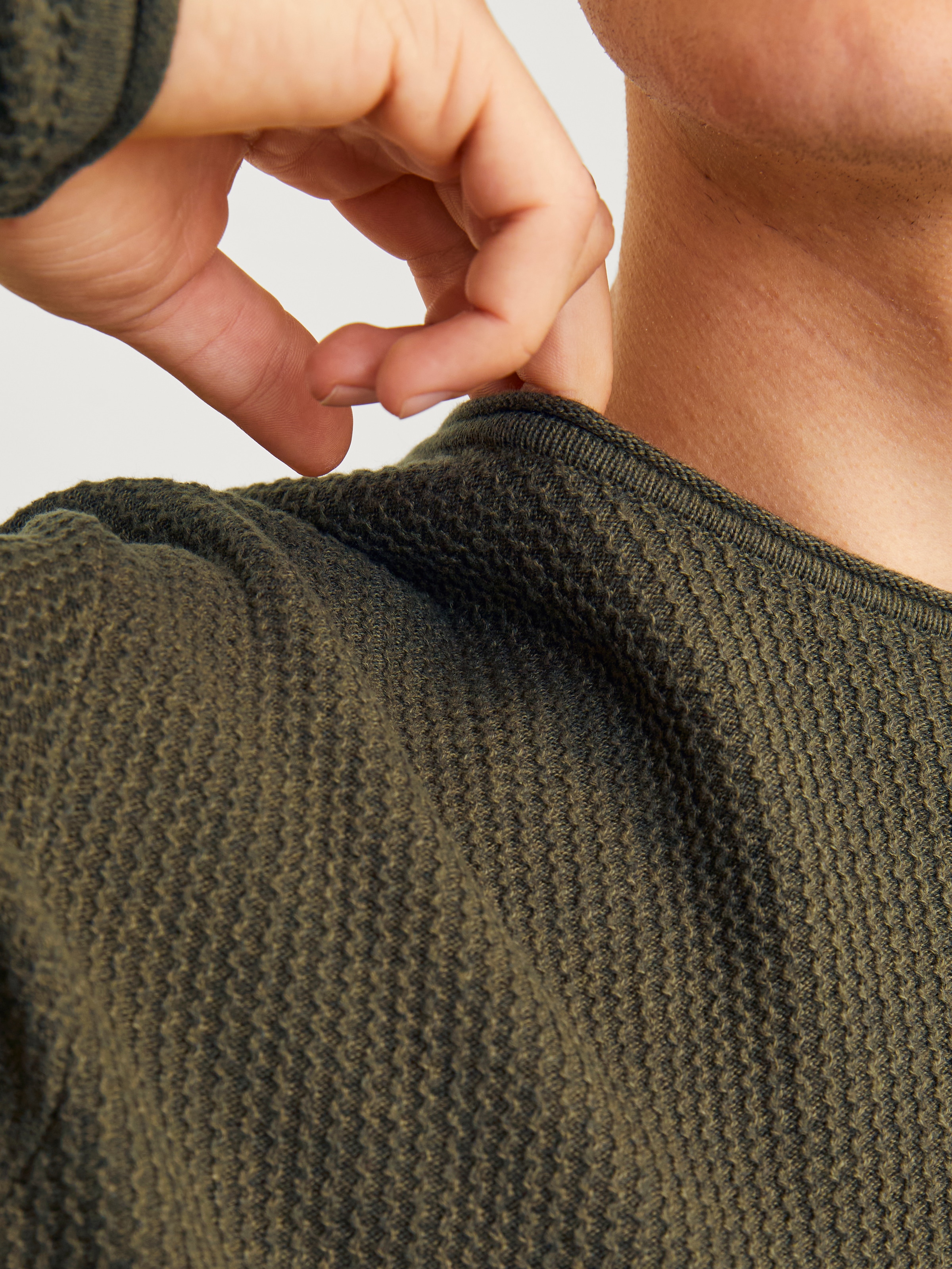 Jack & Jones Rundhalspullover »JJECOOPER KNIT CREW NECK NOOS«, in Strick Optik