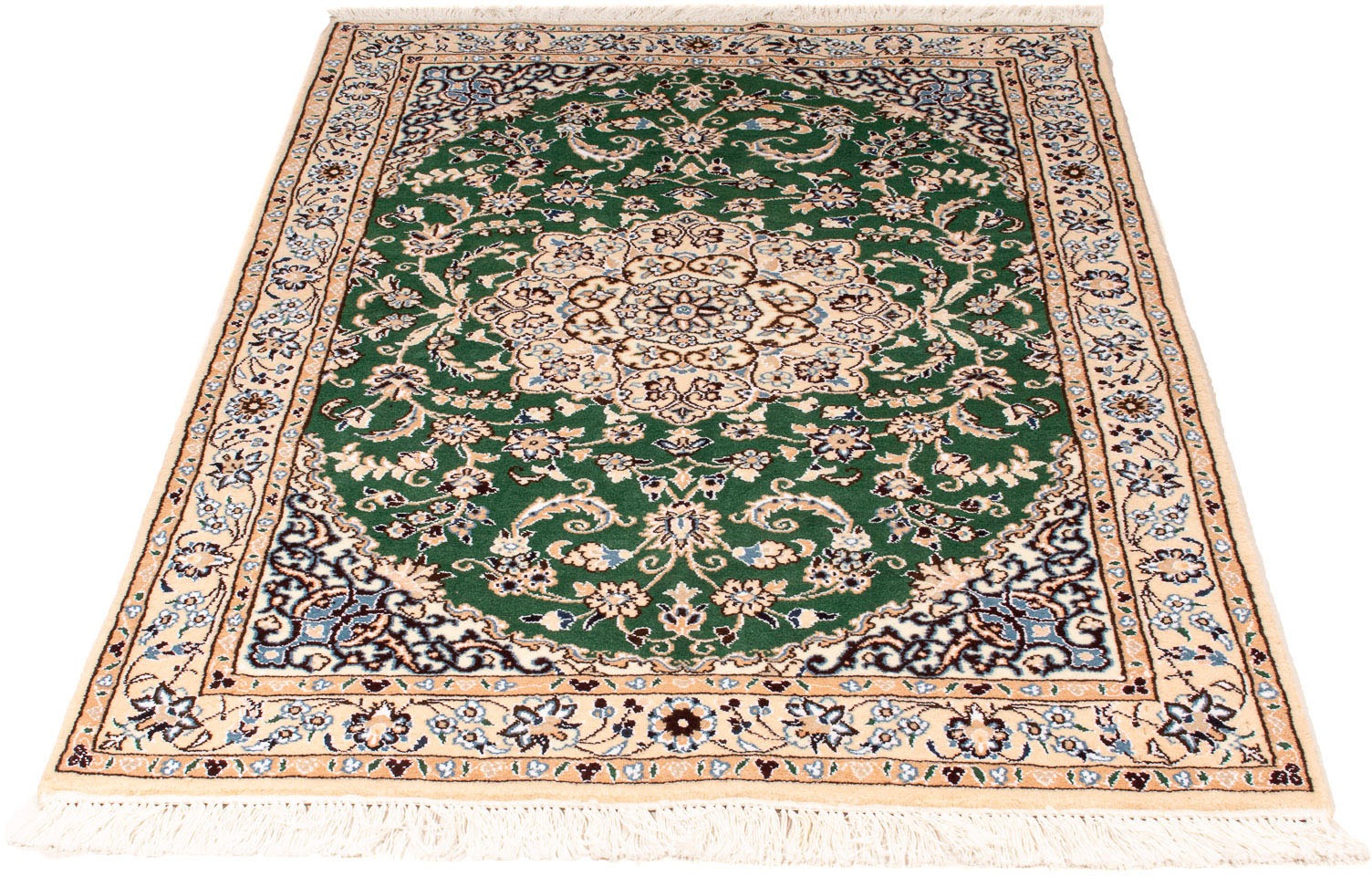Image of morgenland Orientteppich »Perser - Nain - Royal - 147 x 98 cm - grün«, rechteckig, 10 mm Höhe, Wohnzimmer, Handgeknüpft, Einzelstück mit Zertifikat bei Ackermann Versand Schweiz