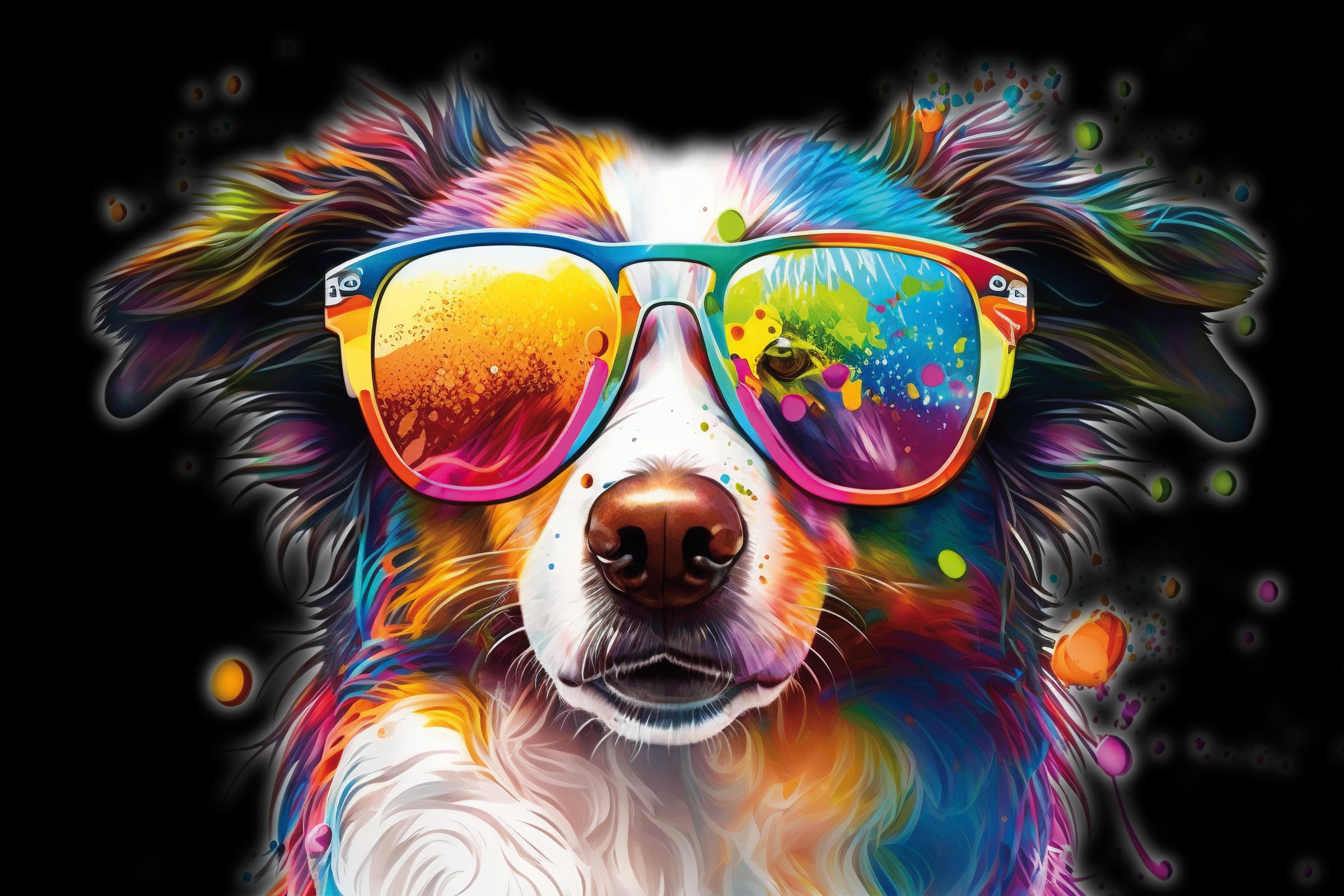 Image of Bönninghoff Leinwandbild "Wandbild BUNTER HUND 60x90 cm – Leinwandbild Keilrahmen Deko modern" Humor Hunde Hundebilder Pop Art Tiere 1 Stk. tlg. auf Keilrahmen gespannt