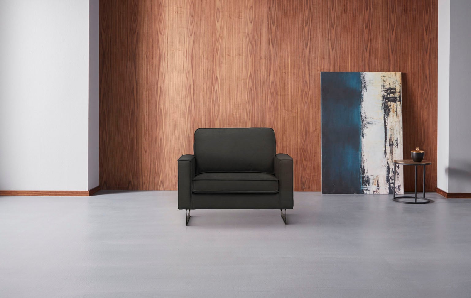 Places of Style Loveseat »Pinto 105 cm, Cord, Chenille, Lederoptik«, mit Keder, Metallfüssen und auch in Cord Bezug erhältlich