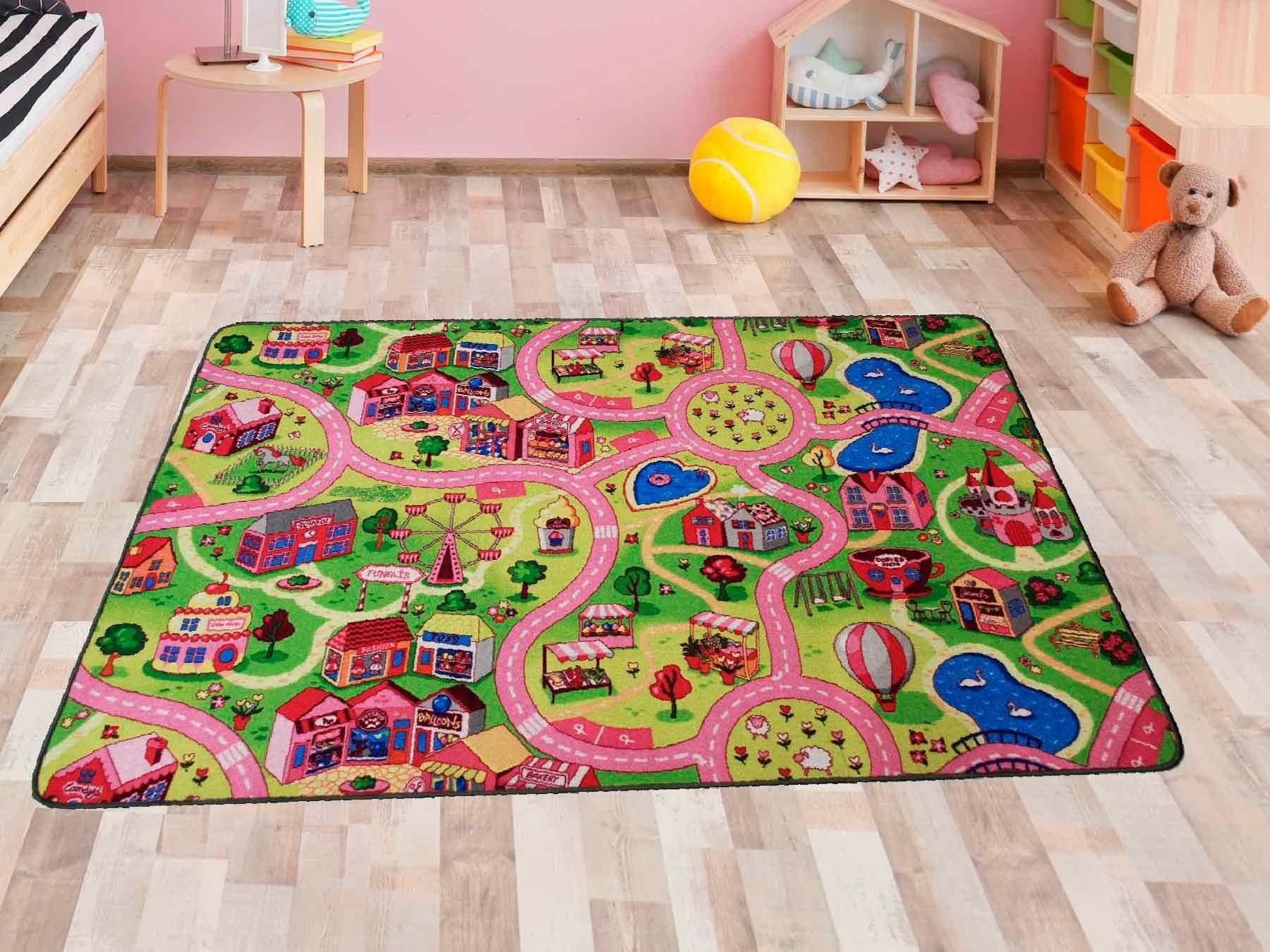 Primaflor-Ideen in Textil Kinderteppich »SWEET CITY«, rechteckig, Strassen-Spiel-Teppich, Strassenbreite ca. 9 cm, Kinderzimmer