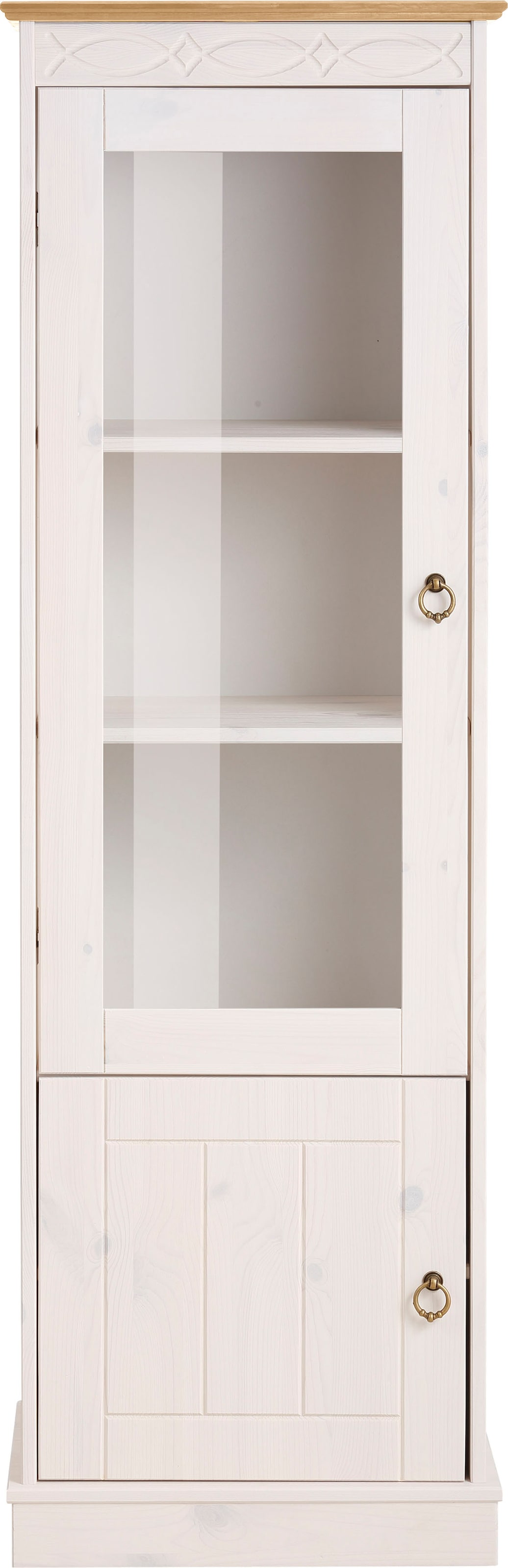 Home affaire Vitrine »Indra«, aus massiver Kiefer, FSC®, 2trg., Höhe 145 cm, dezentes Ornament