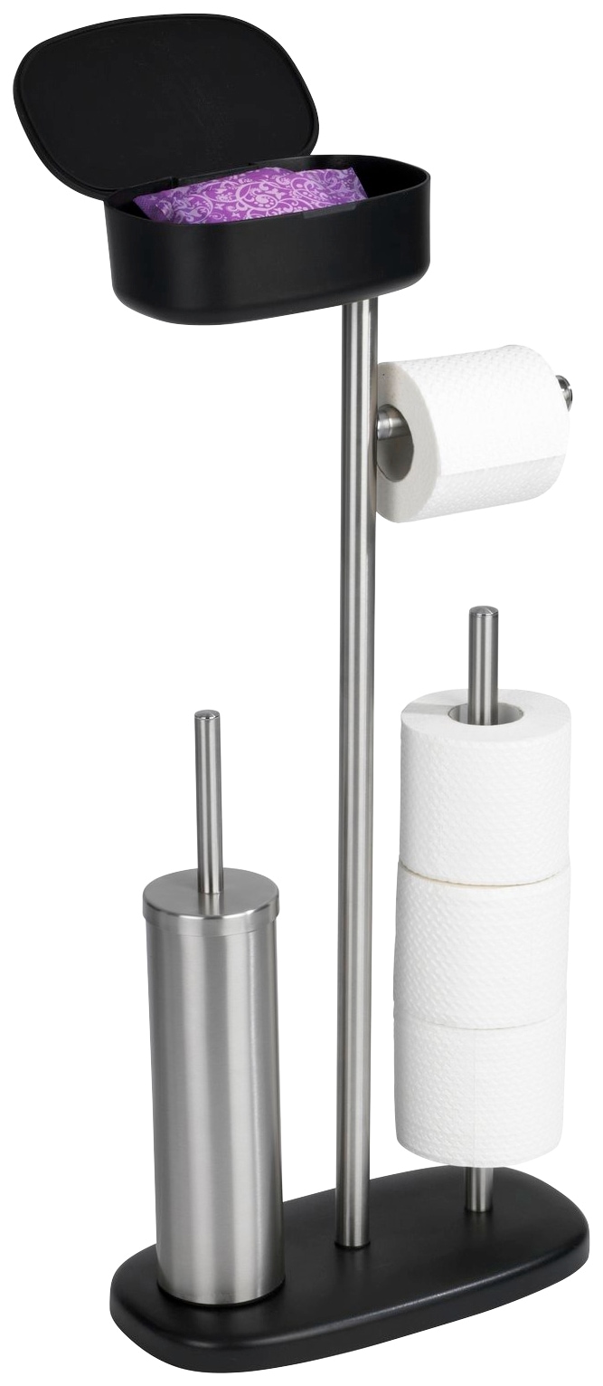 Entdecke WENKO WC-Garnitur »Rivazza«, 1 St., aus Edelstahl-Kunststoff,  integrierter Toilettenpapierhalter und Box auf