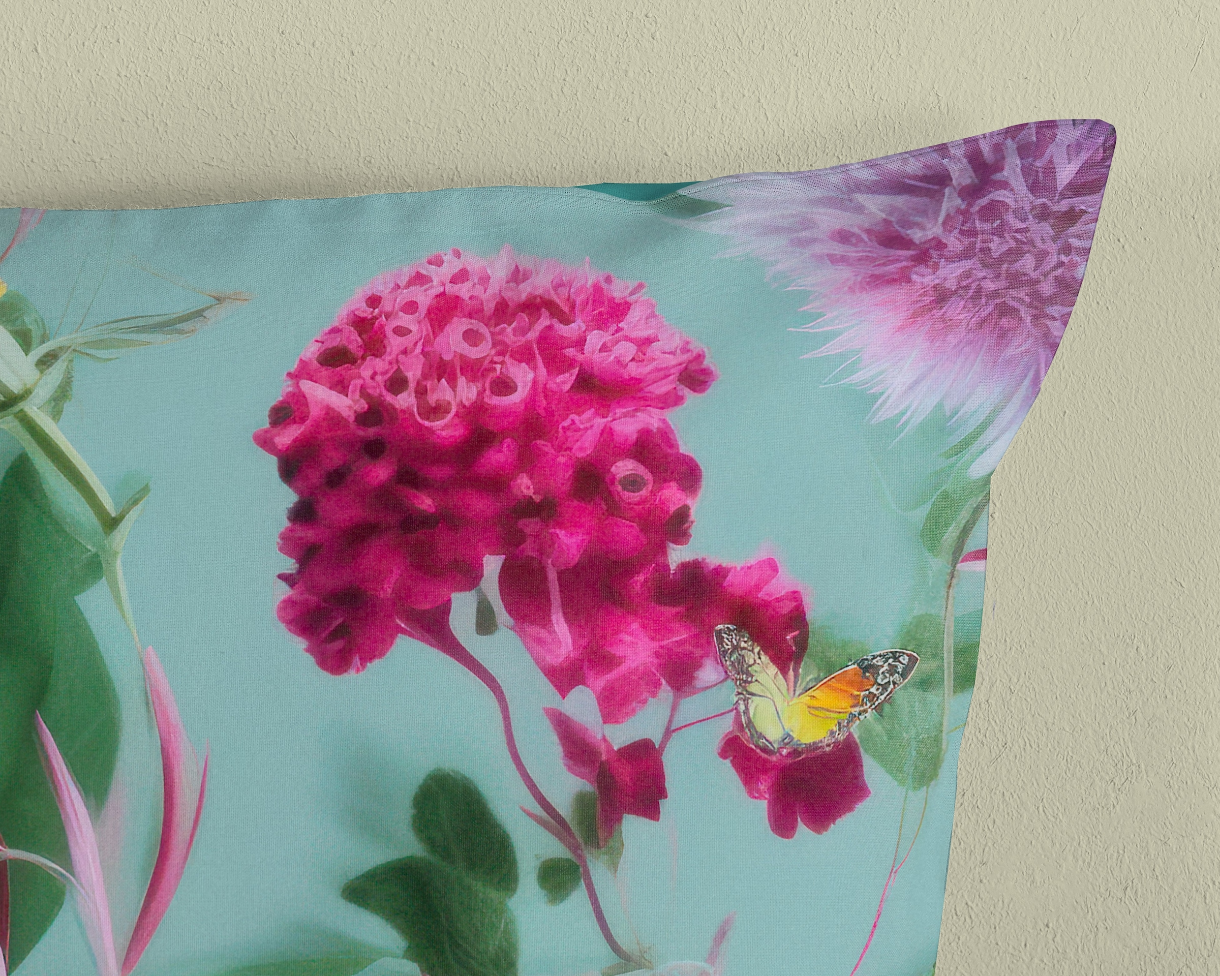good morning Wendebettwäsche »Imma«, 100% Baumwolle, Renforcé, Reissverschluss, Wendeoptik, Blumen, Aqua
