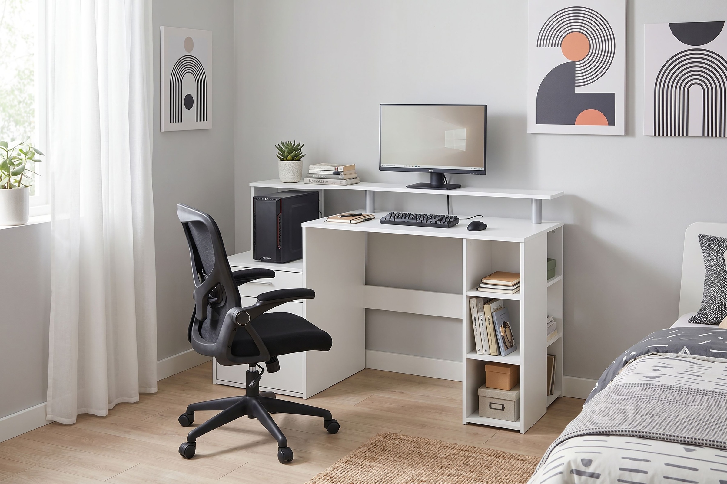 OTTO home Schreibtisch "Luton" Breite 140 cm, Regal-Schreibtisch mit viel Stauraum