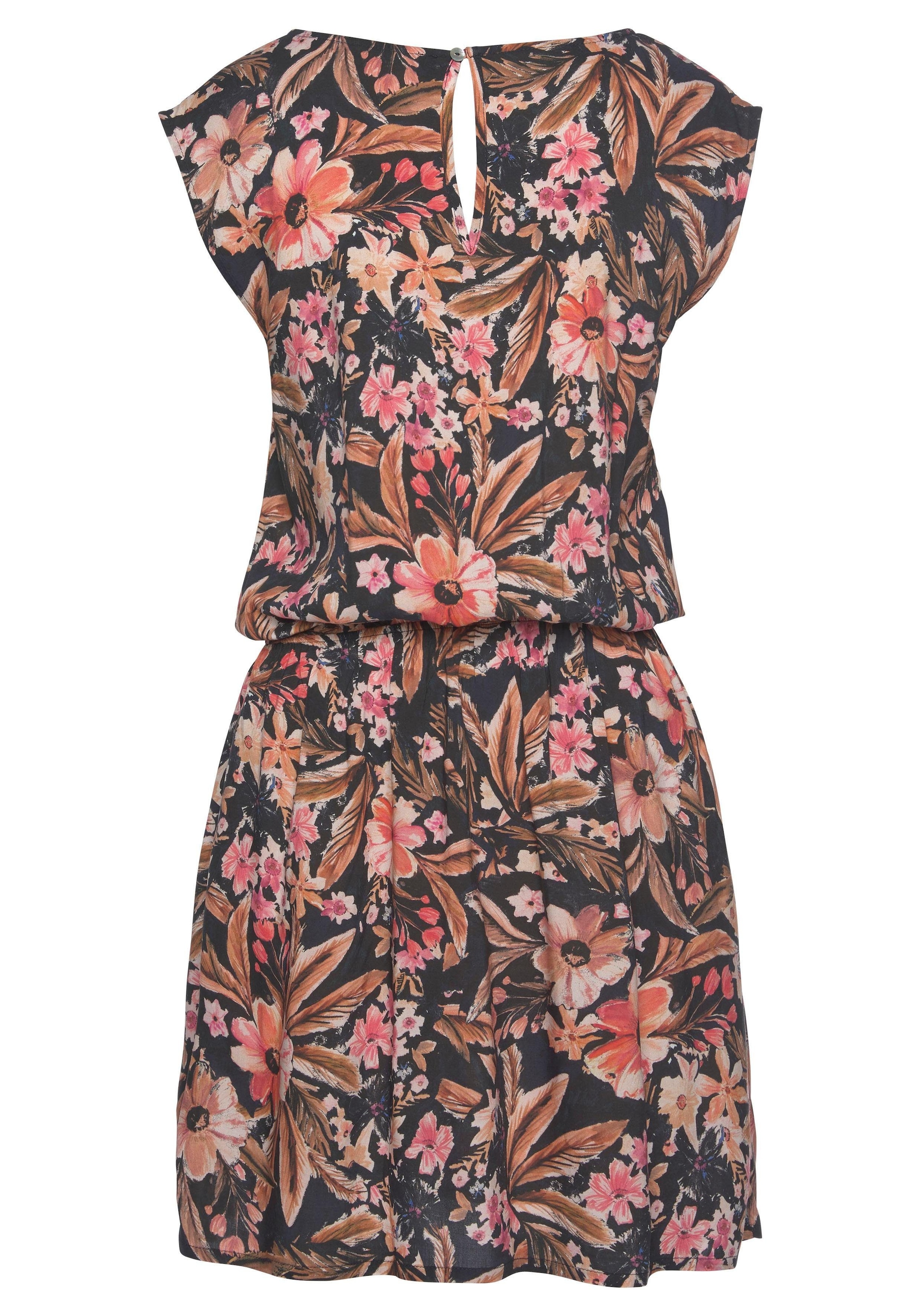Viskose mit Sommerkleid, ♕ Blumenprint auf gewebter aus LASCANA versandkostenfrei