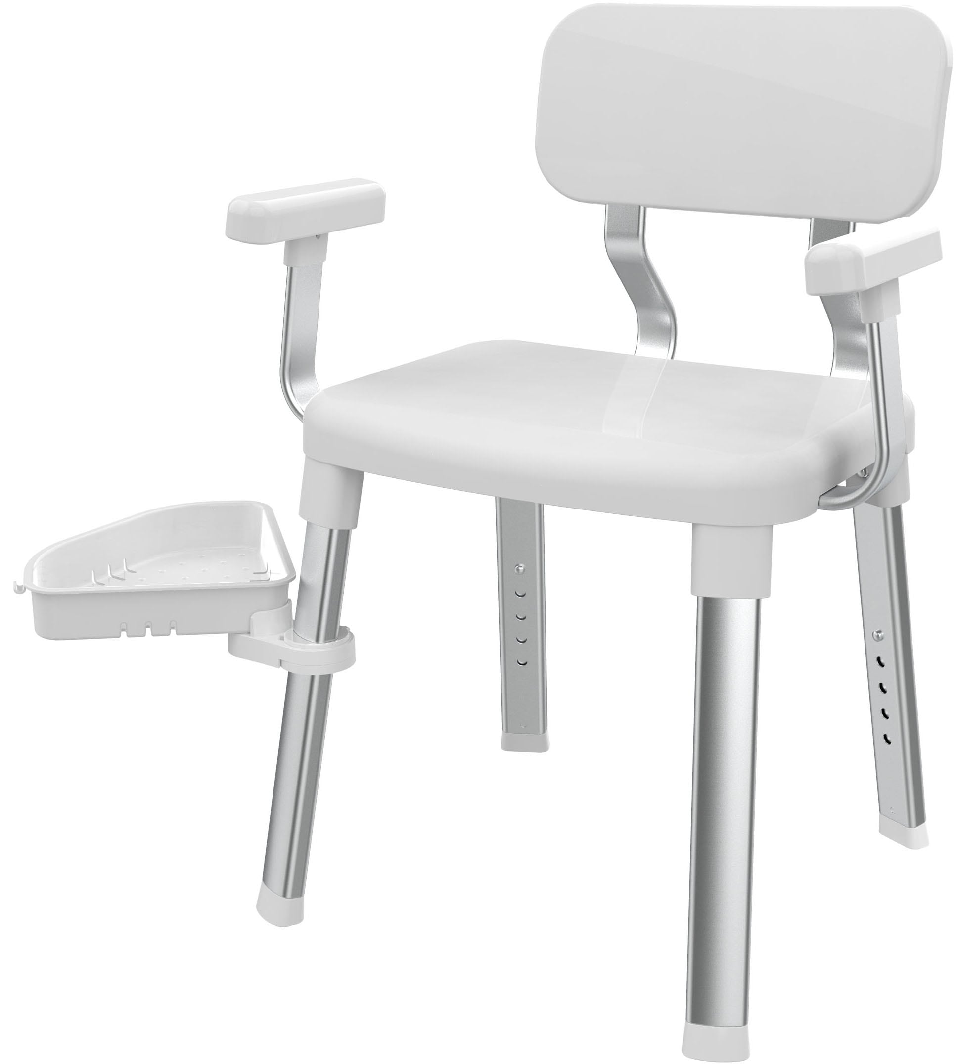 Image of Bischof Dusch- und Badhocker "Splash Deluxe" belastbar bis 150 kg mit schwenkbarer Ablage 28x21cm
