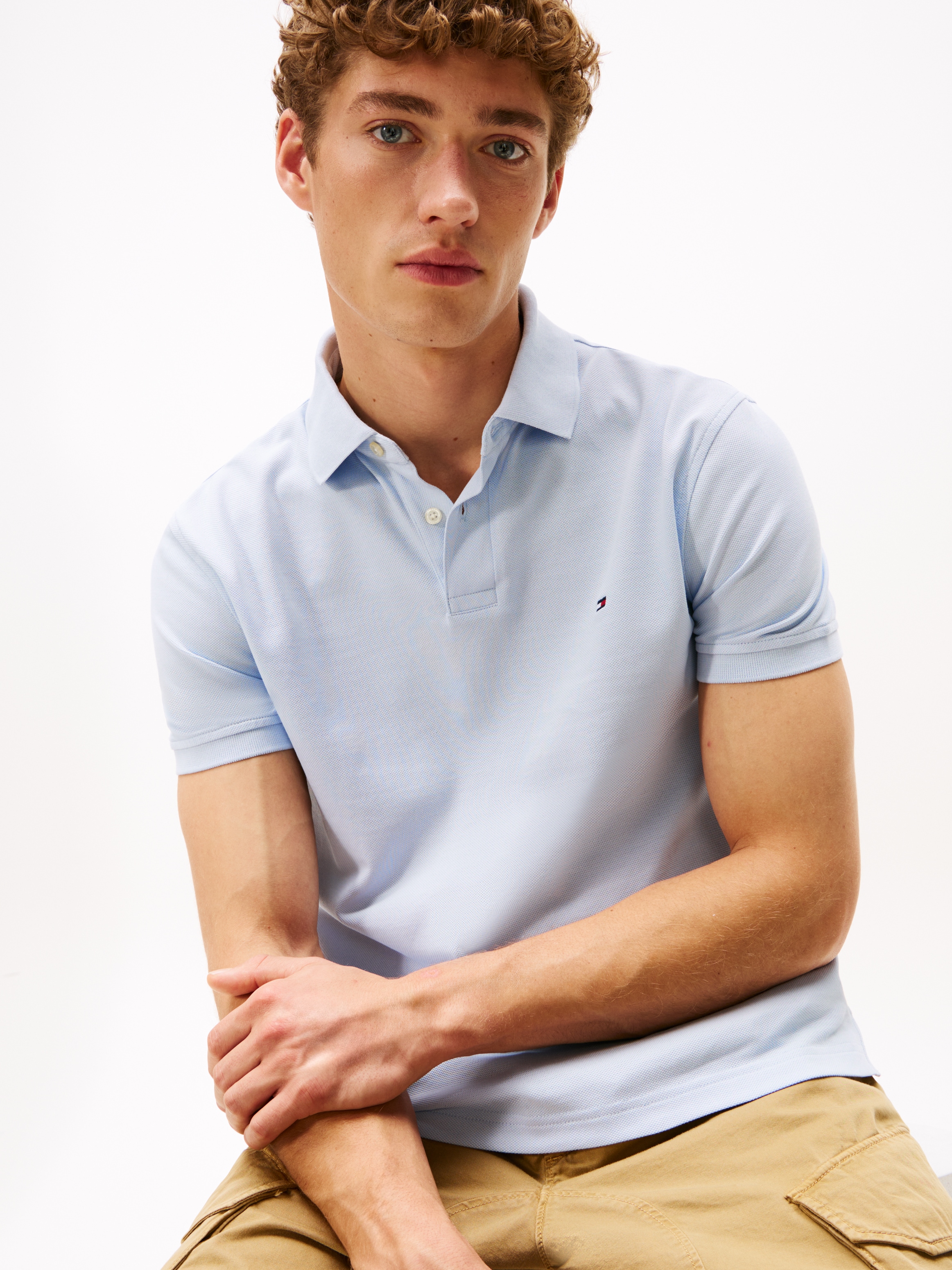 Tommy Hilfiger Poloshirt »1985 REGULAR POLO mit Kontraststreifen und Knopfleiste«, unifarben, sportlich, regular fit, Baumwollmix, Polokragen