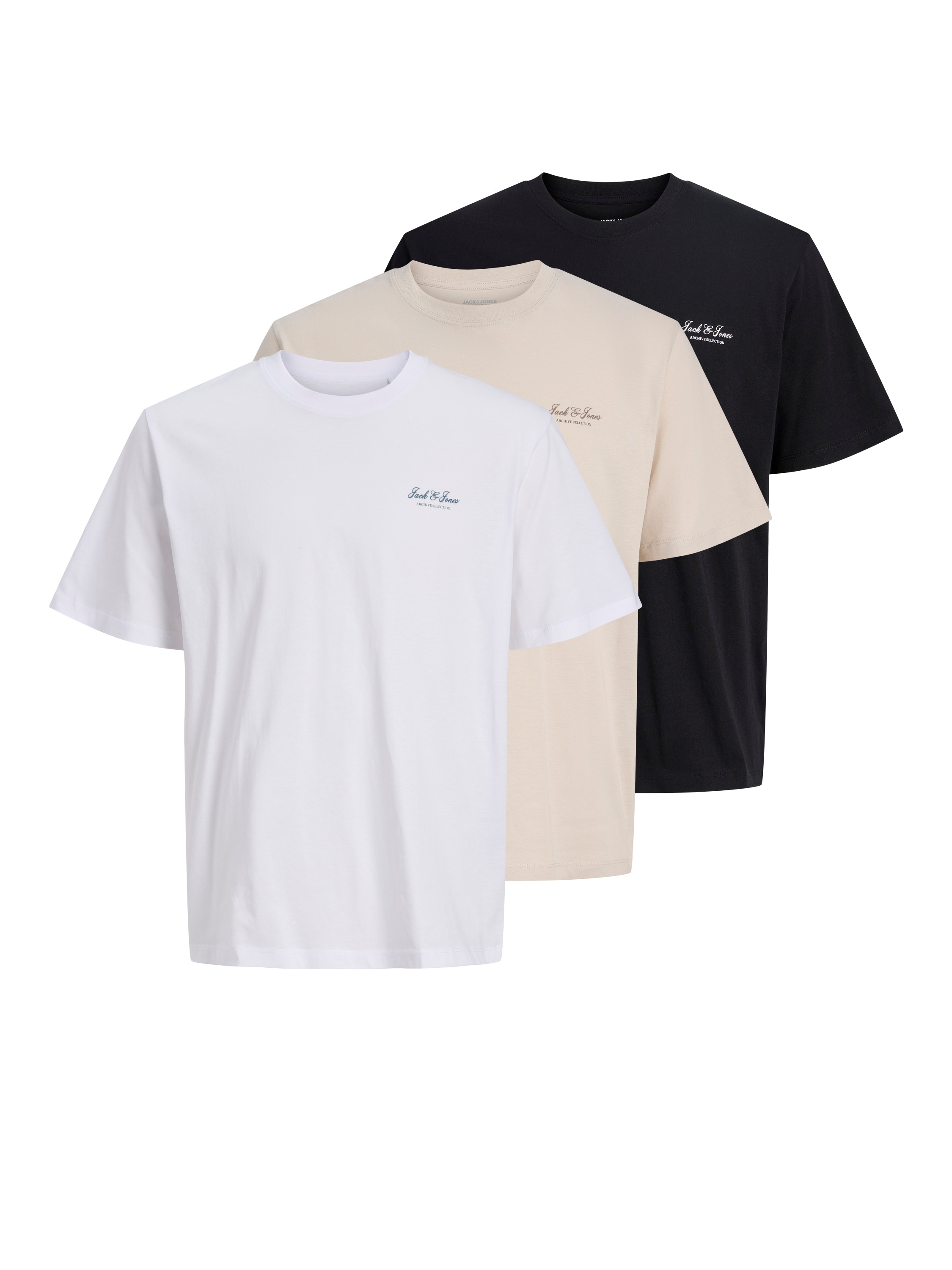 Image of Jack & Jones T-Shirt "JJEARCHIVE GRAPHIC TEE SS O-NECK 3PK MP" Packung, 3 Baumwolle, relaxed fit