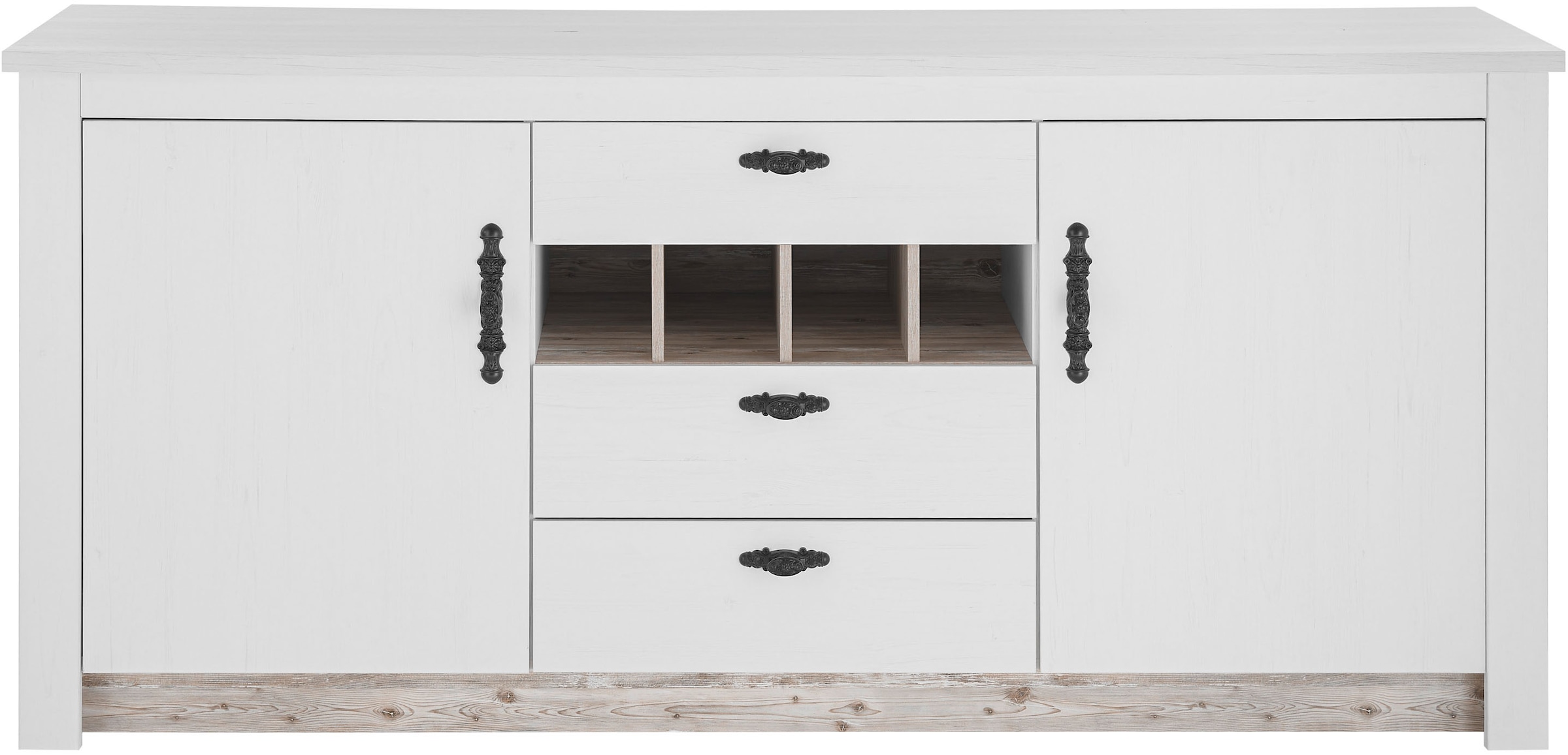 Home affaire Unterschrank »Florenz, Küchenunterschrank in Pinie Weiss, Unterschrank«, mit verschnörkeltem Metallgriff, im Landhausstil, Arbeitshöhe 92 cm