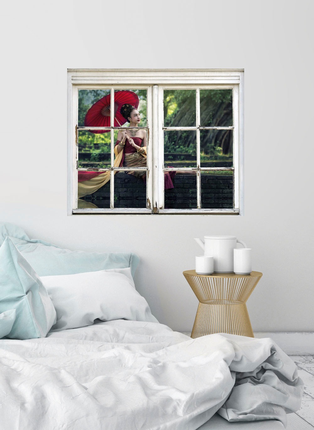 Image of queence Wandsticker "Frau im Wald" Wandsticker, Wandbild, selbstklebend, Frau, Wald, Bäume
