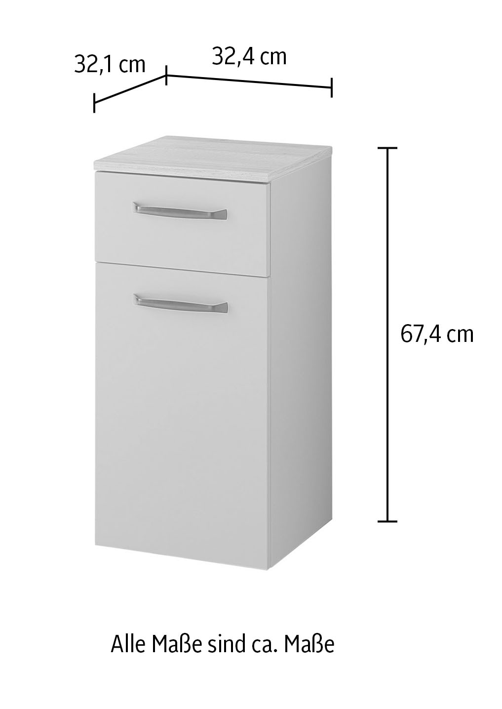 Saphir Armoire basse »Quickset 500, Badschrank 32,4 cm, 1 Tür und 1 Schublade« armoire de salle de bain, 1 étagère
