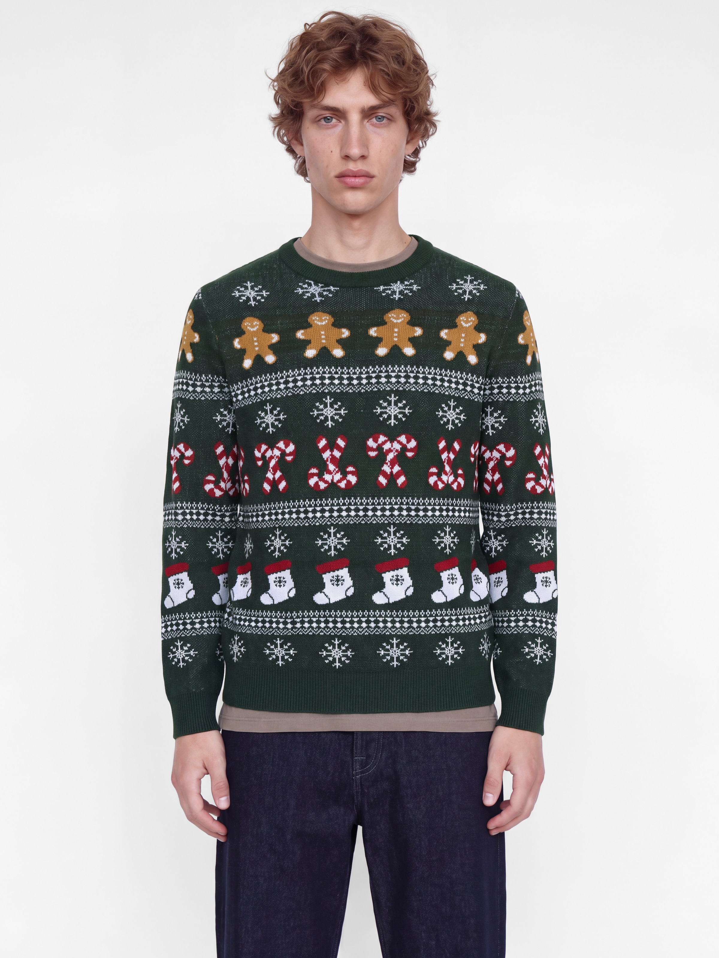 Image of Jack & Jones Strickpullover "JJXMAS SANTA KNIT CREW NECK" Kunstfaser, regular fit