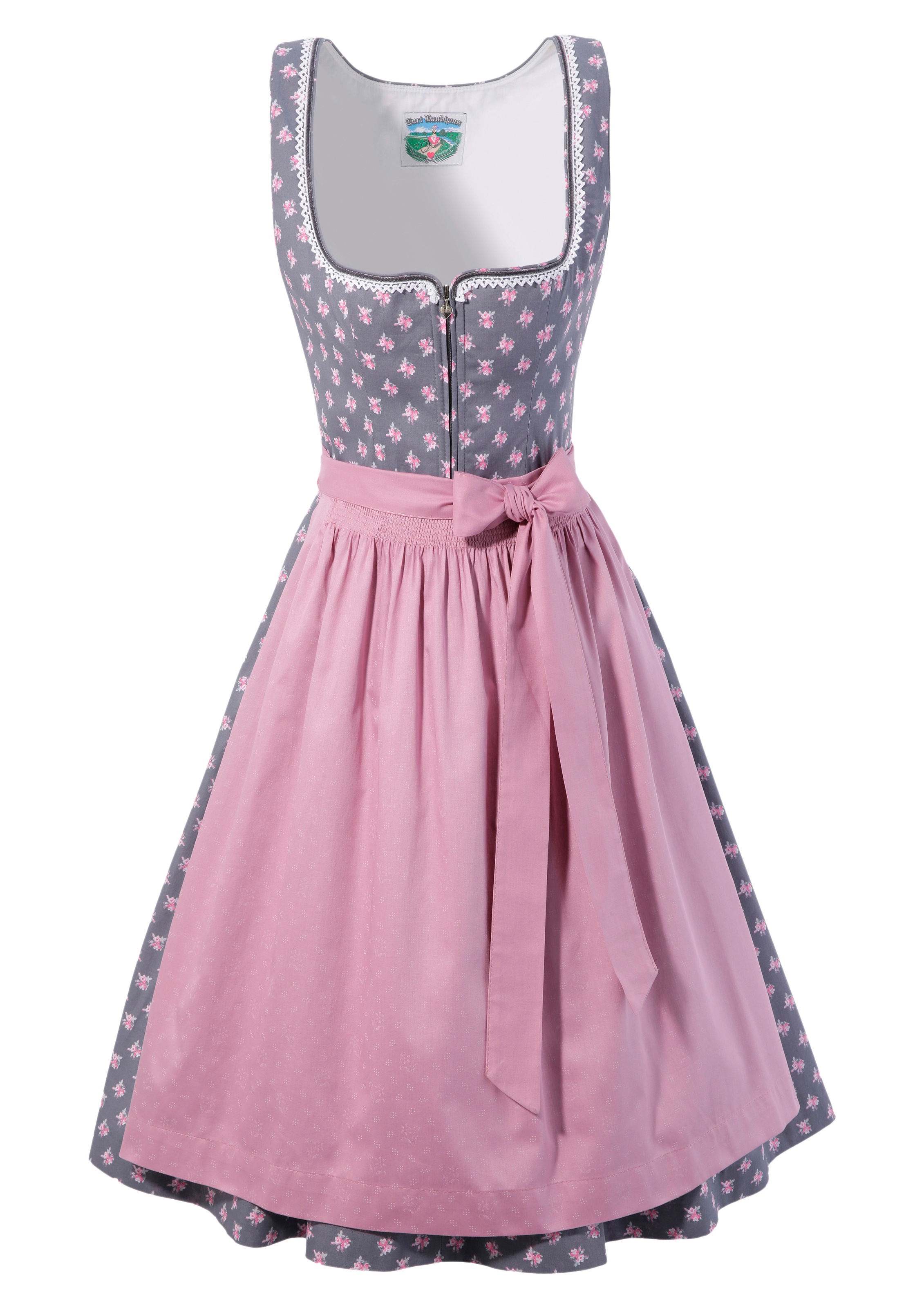 Turi Landhaus Dirndl midi im zartem Rosenmuster