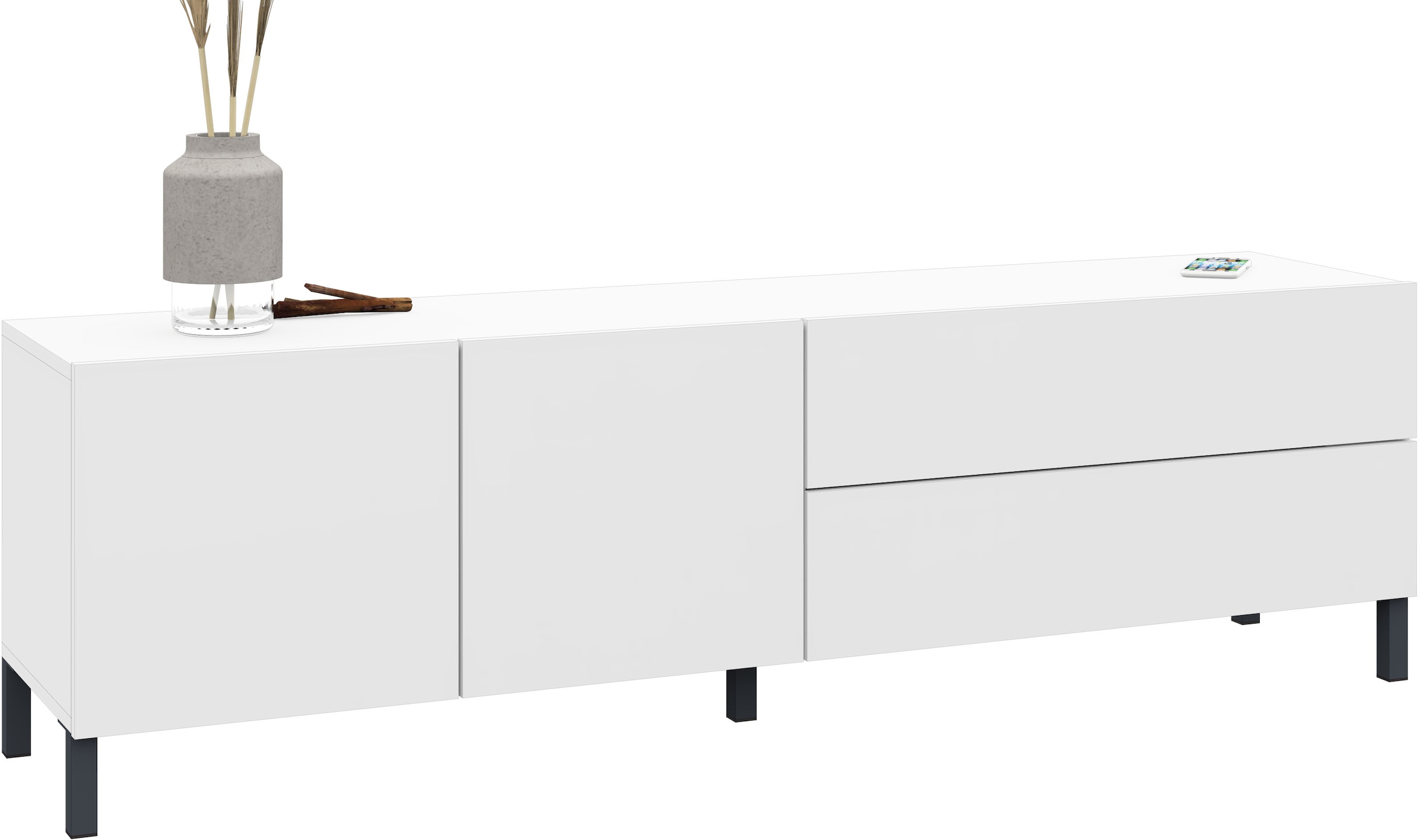 borchardt Möbel Lowboard Metallfüsse, grifflose Optik