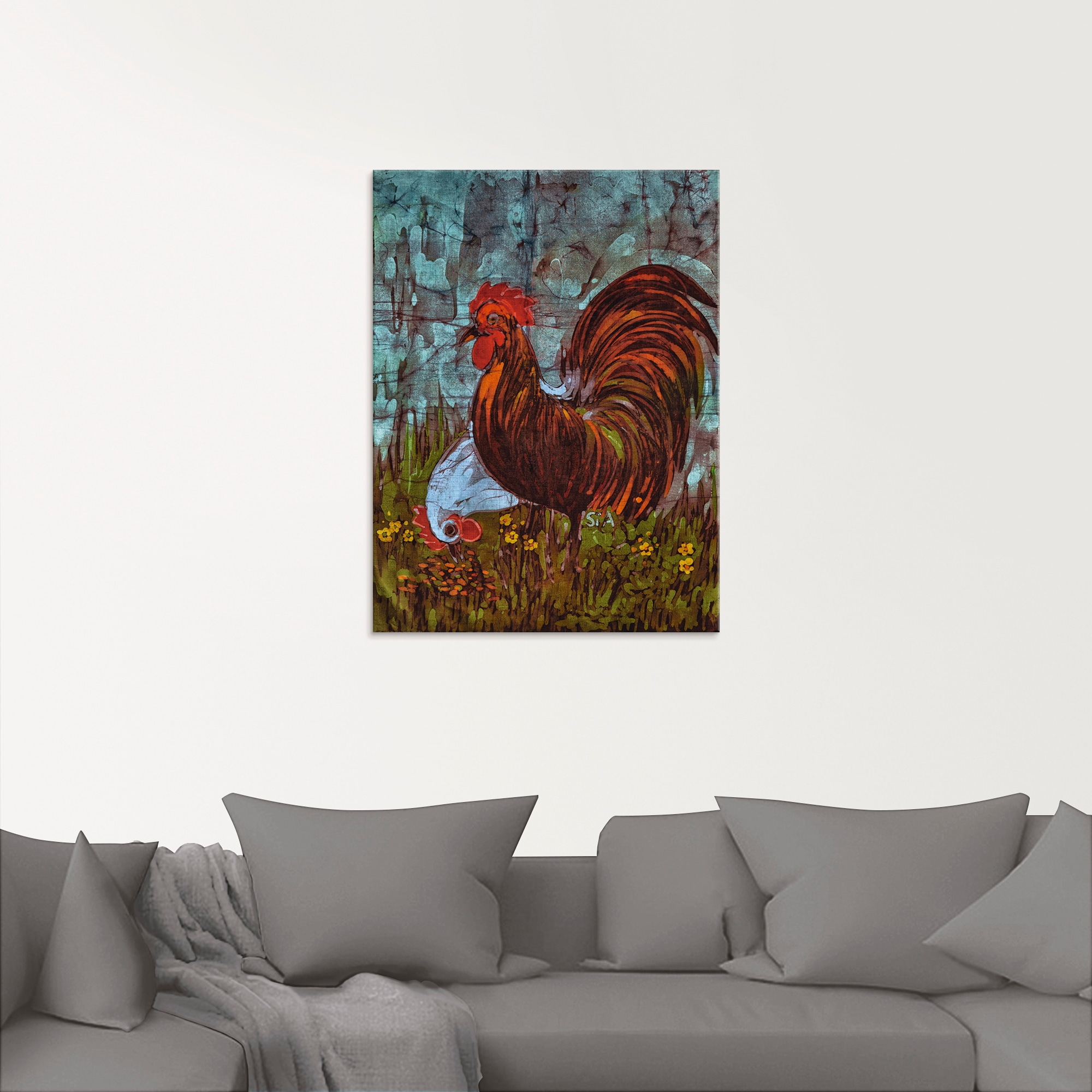 Artland Glasbild »Zweisam - Hahn und Henne«, Vögel, (1 St.), in verschiedenen Grössen