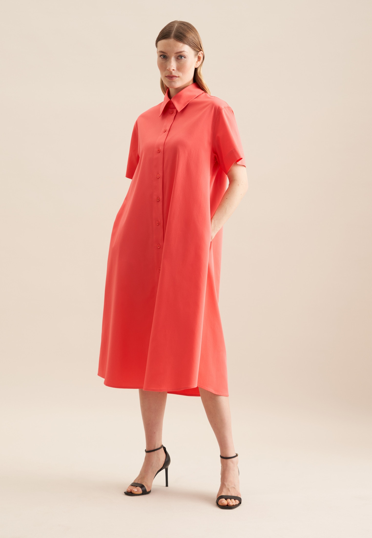 seidensticker Sommerkleid »Schwarze Rose« Kurzarm Kragen Uni