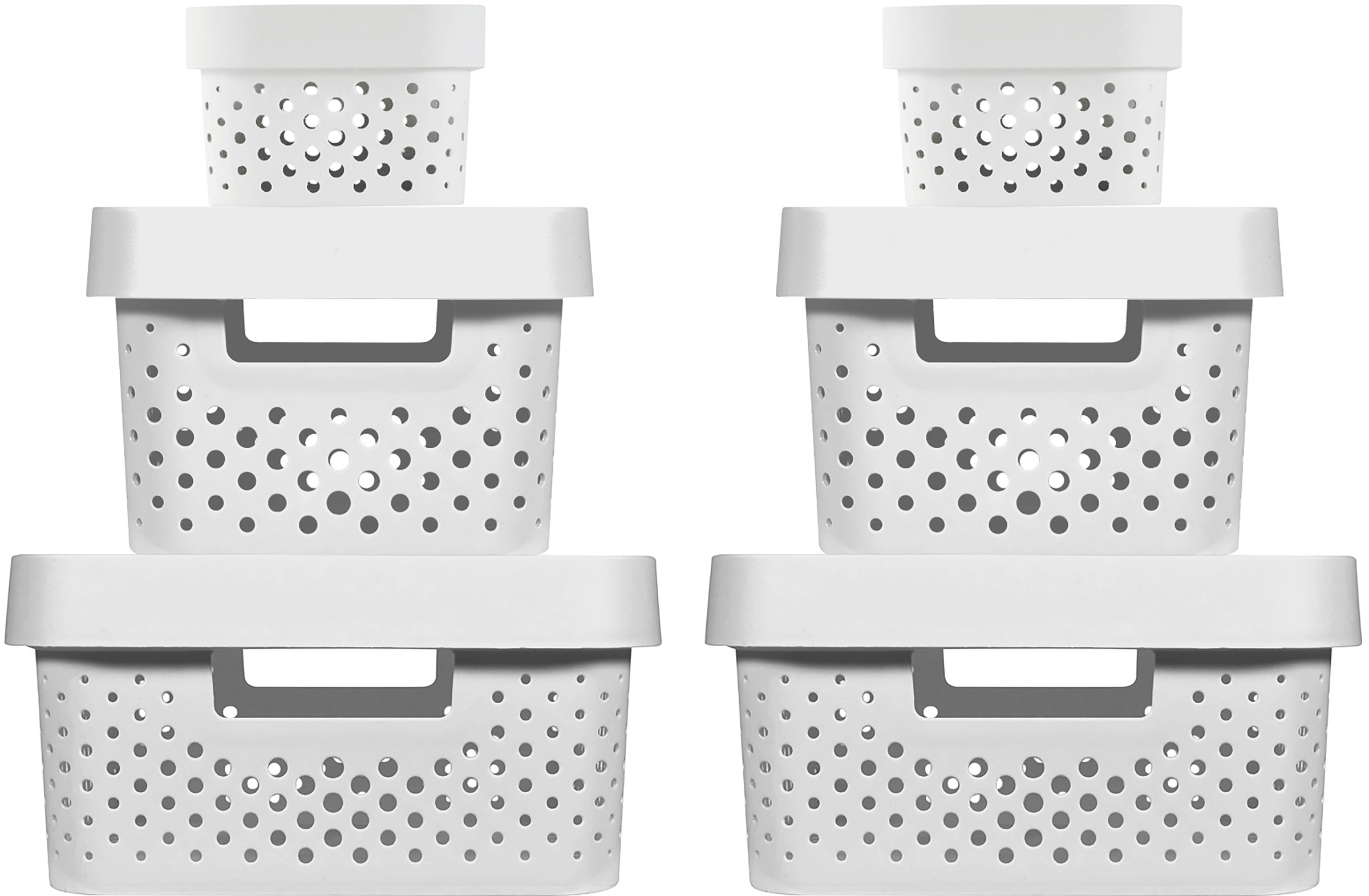 Image of Curver Aufbewahrungsbox »INFINITY RECYCLING«, (Set, 6 St., 6 Aufbewahrungskörbe), aus 100% Recyclingmaterial, mit Deckel mit Lochmuster 2x(1,4+4,5+11L) bei Ackermann Versand Schweiz