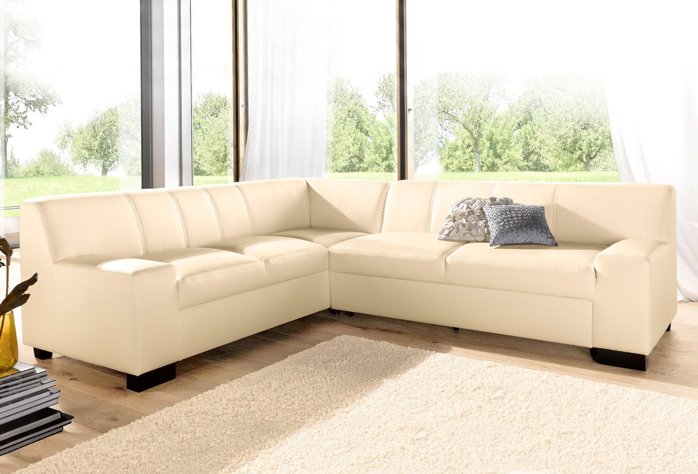 Image of DOMO collection Ecksofa "Norma Top, elegant und modern, flache Armlehnen, L-Form" wahlweise mit Bettfunktion