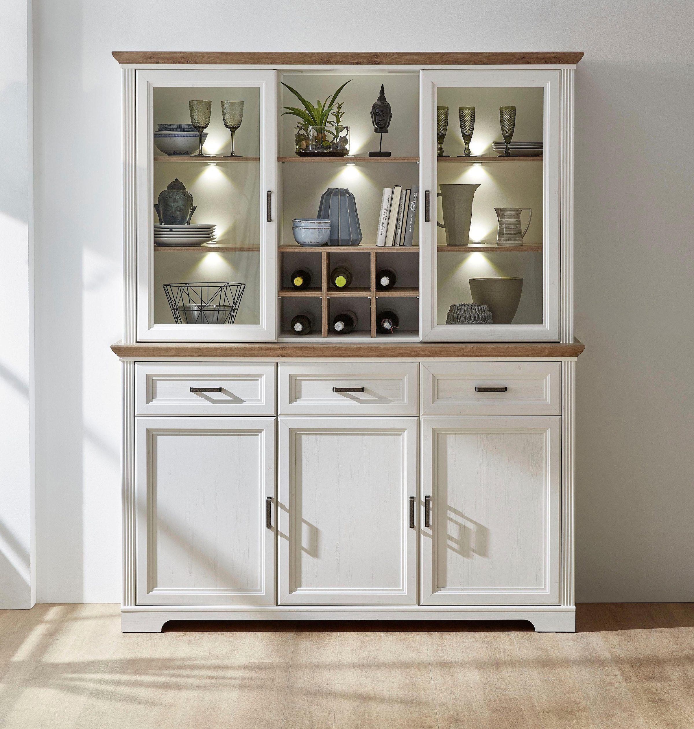 Innostyle Sideboard »Jasmin« Breite 166 cm, 3 Holztüren, 3 Schubkästen
