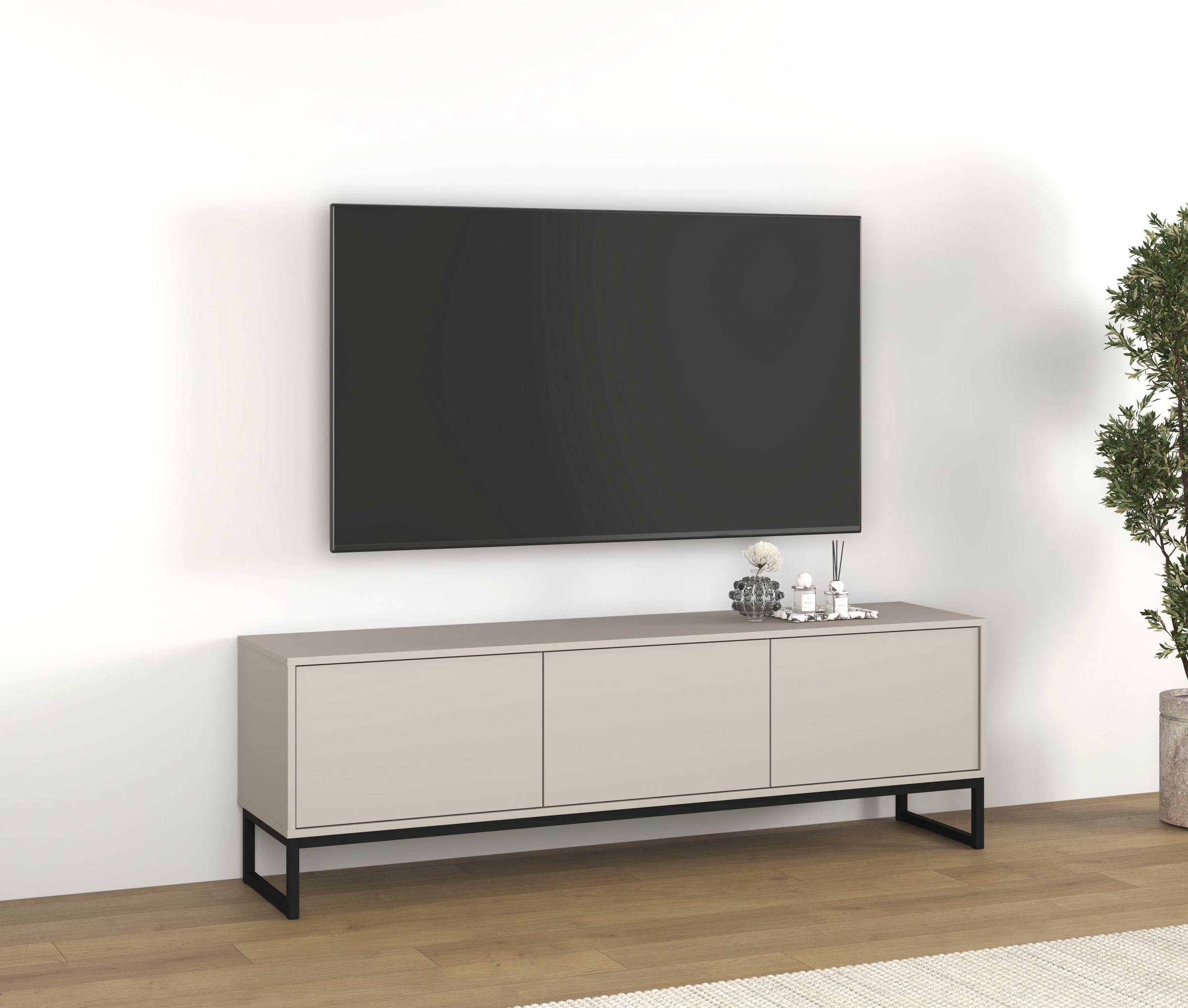 Image of GOODproduct Lowboard "Olbia, Breite 157,3 cm, TV-Board 3 Klappen, Metallkufen" TV-Kommode mit 3 Klappen, push-to-open-Funktion