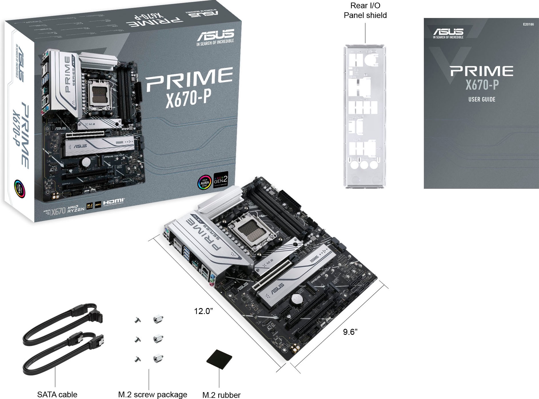 Asus Mainboard »PRIME X670-P«, ATX, PCIe 5.0, 3x M.2, DDR5-Speicher, USB 3.2 Gen 2x2 Typ-C