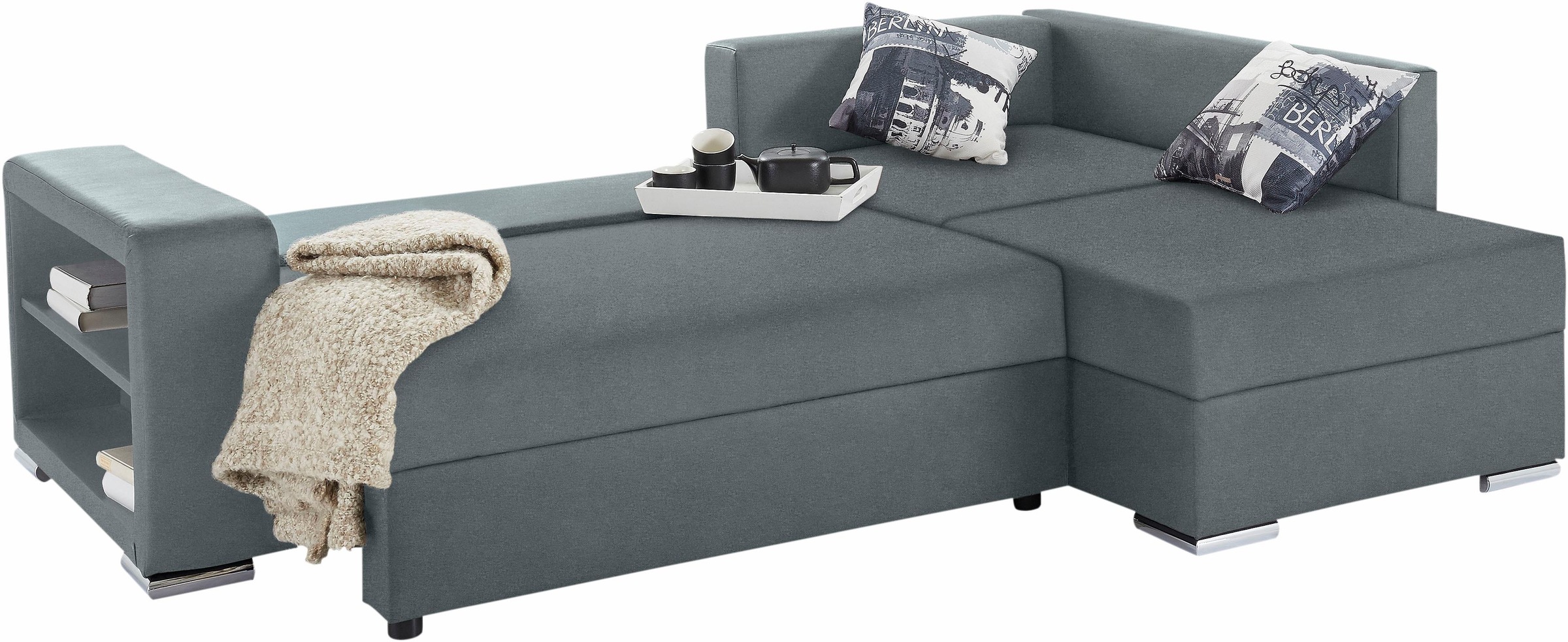 COLLECTION AB Ecksofa »John L-Form«, mit Bettfunktion, Bettkasten und integriertem Regal