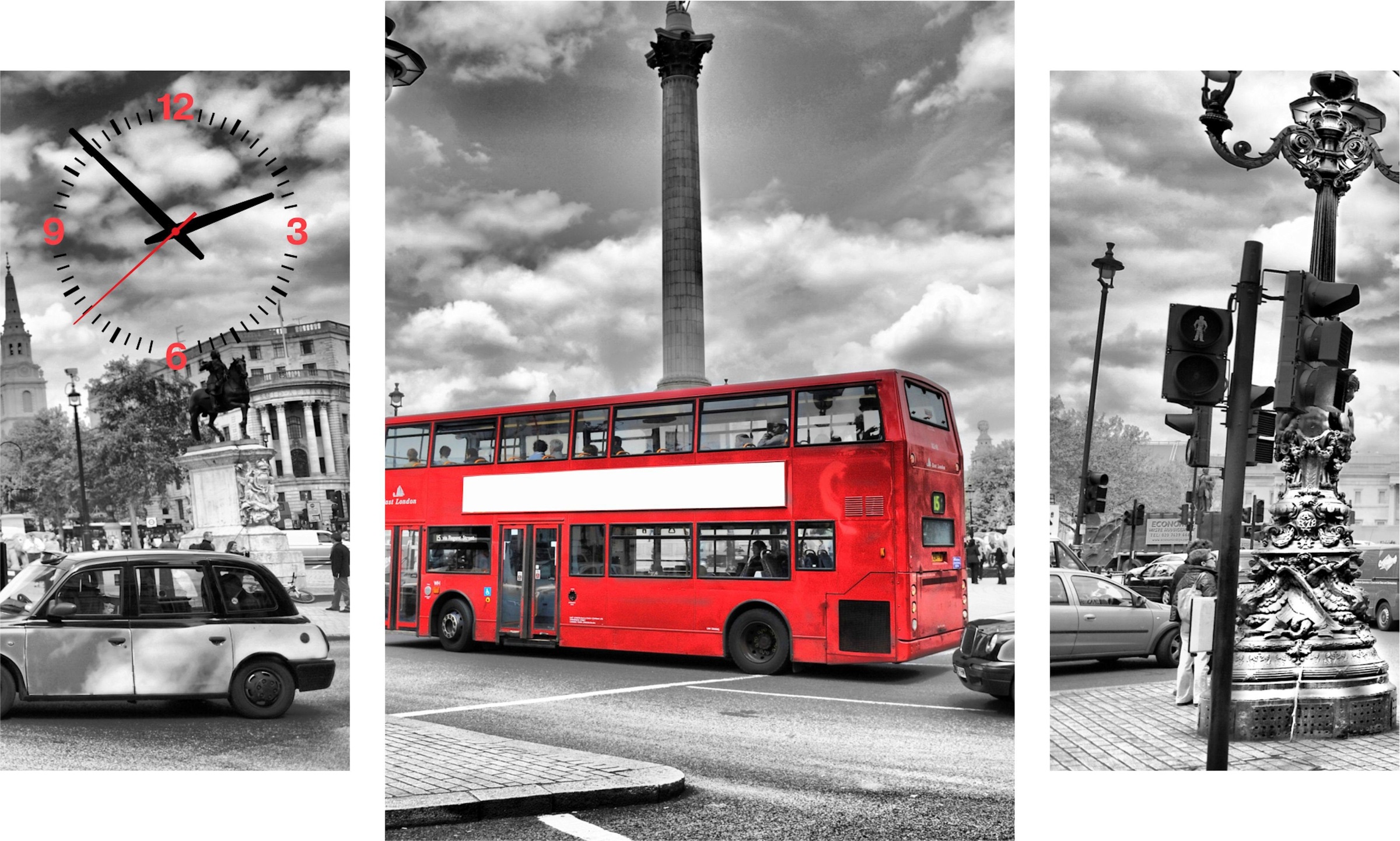 Image of Conni Oberkircher´s Bild mit Uhr »London Bus«, London, (Set, (Set 3), mit dekorativer Uhr, Städte, Urlaub, Reisen bei Ackermann Versand Schweiz